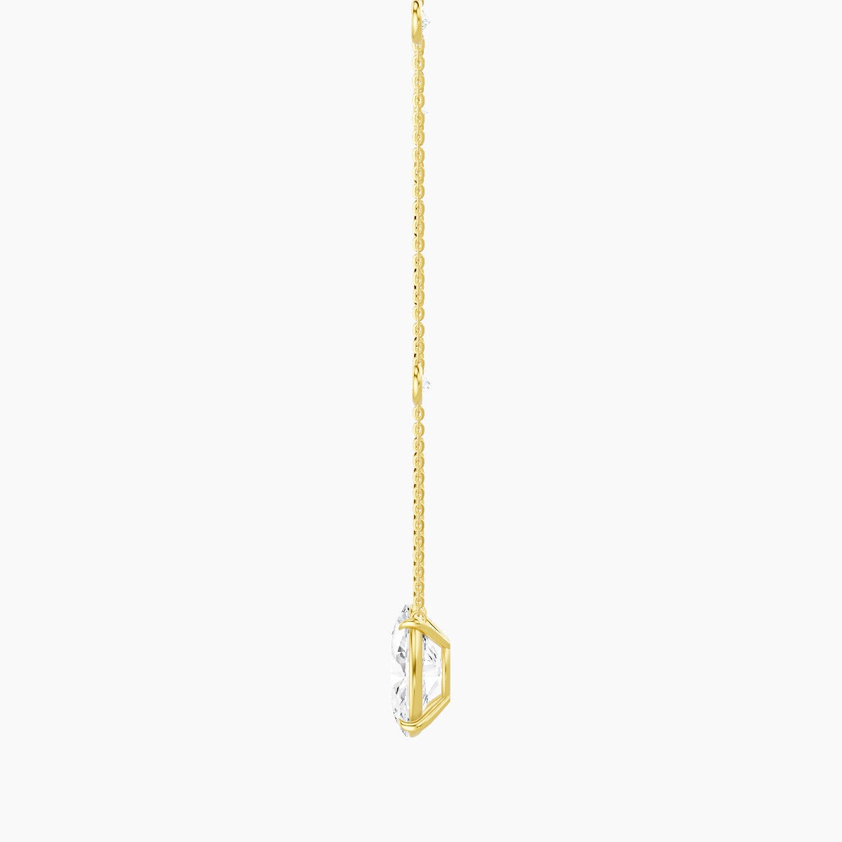 Solitaire with Sautoir | 18k Yellow Gold 3 ct White Lab Diamond Oval Pendant