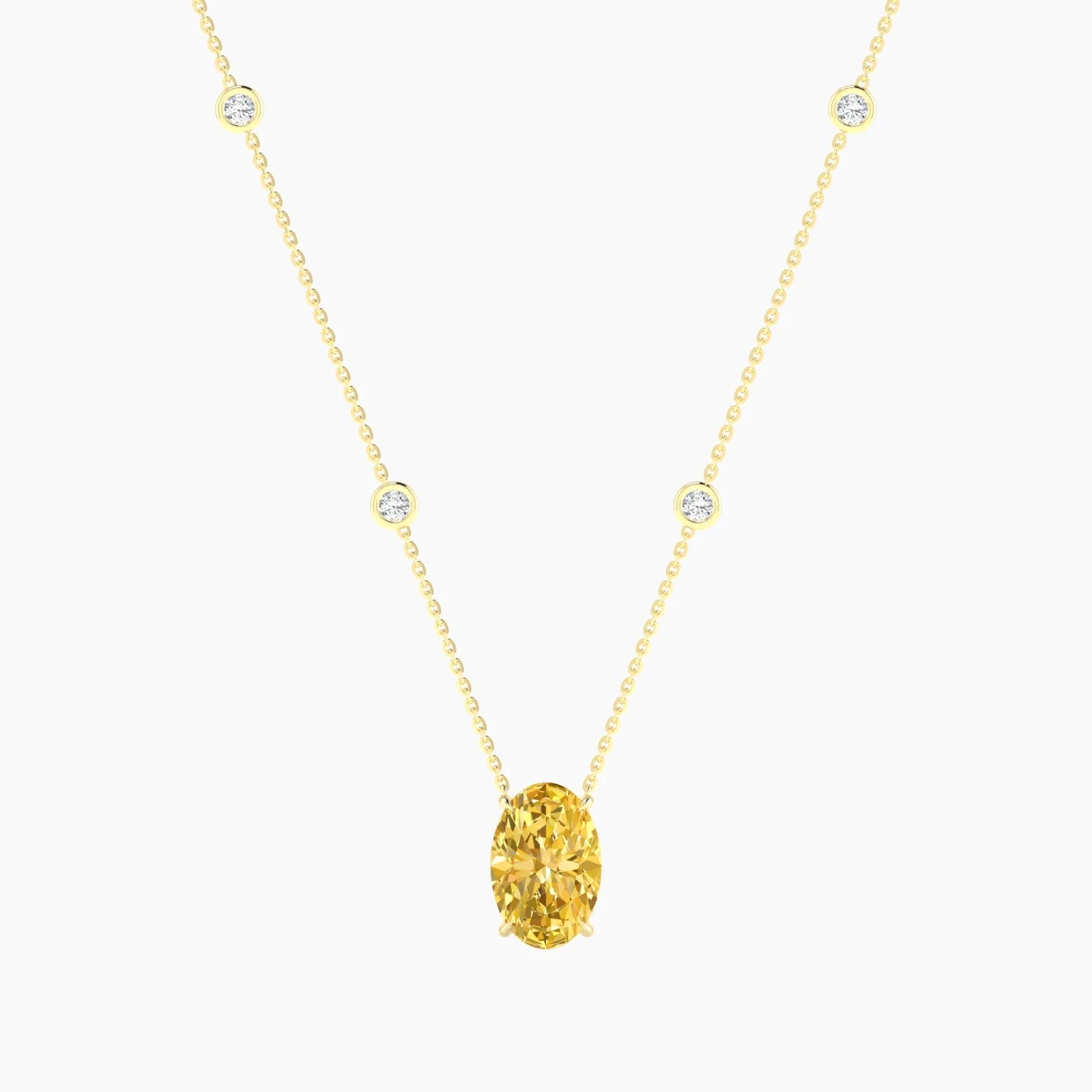 Solitaire with Sautoir | 18k Yellow Gold 3 ct Yellow Lab Diamond Oval Cut Pendant