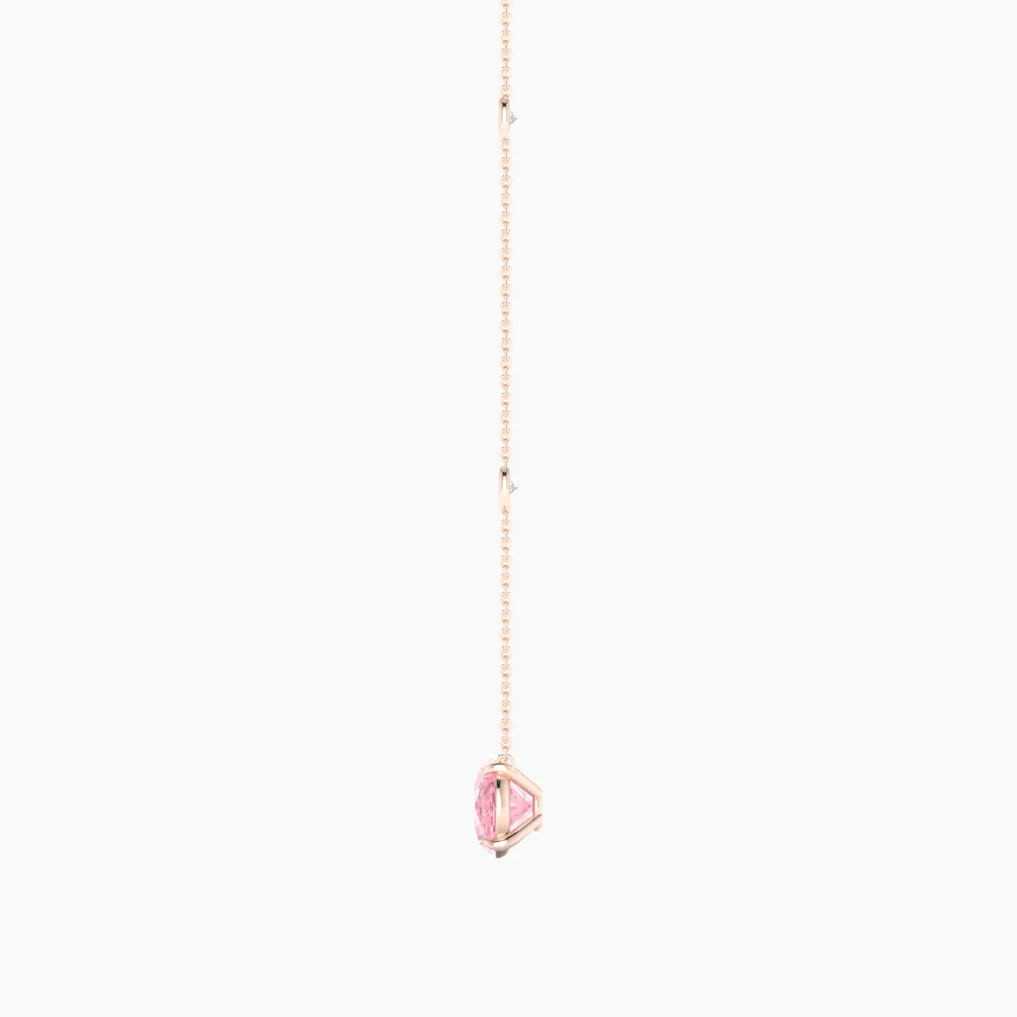 Solitaire with Sautoir | 18k Rose Gold 3 ct Pink Lab Diamond Oval Cut Pendant
