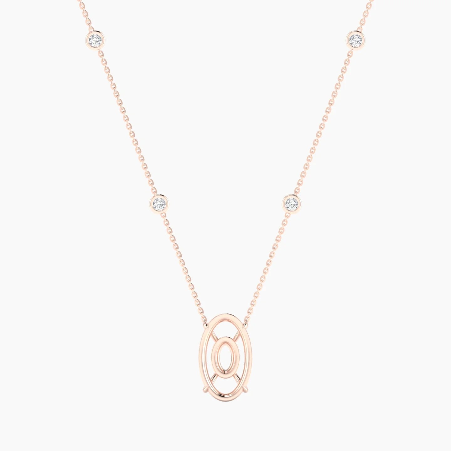Solitaire with Sautoir | 18k Rose Gold 5-7.99 ct Oval Cut Pendant Setting
