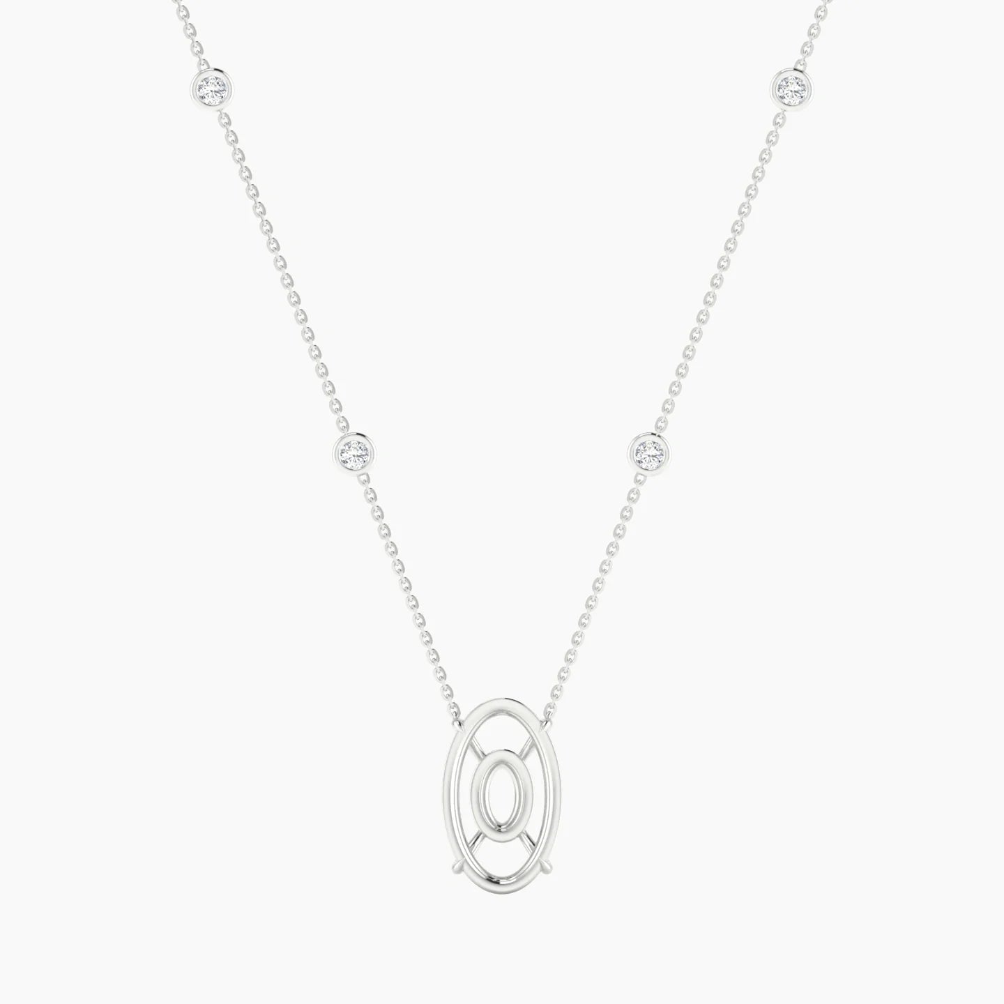 Solitaire with Sautoir | 18k White Gold 5-7.99 ct Oval Cut Pendant Setting