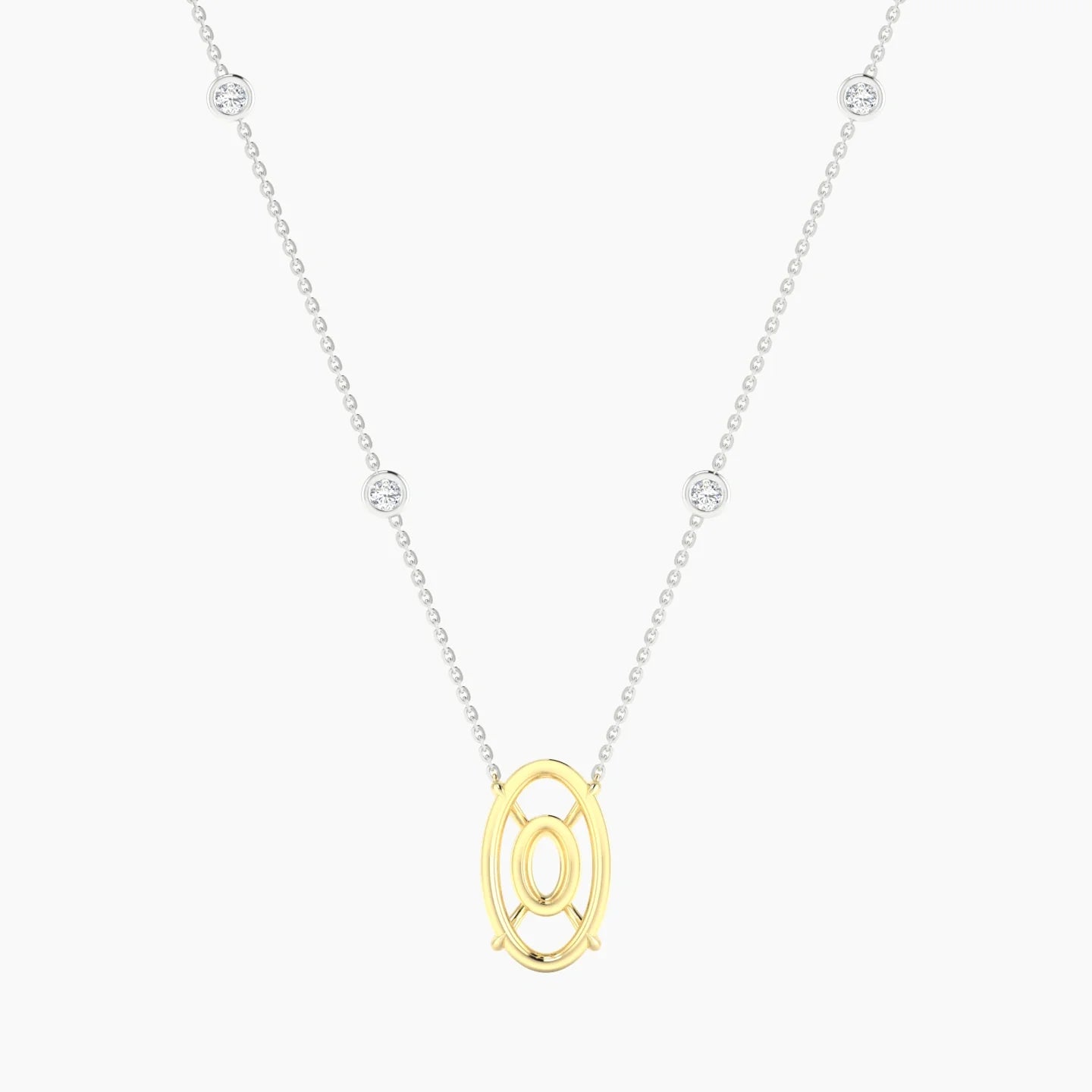 Solitaire with Sautoir | 18k White & Yellow Gold 5-7.99 ct Oval Cut Pendant Setting