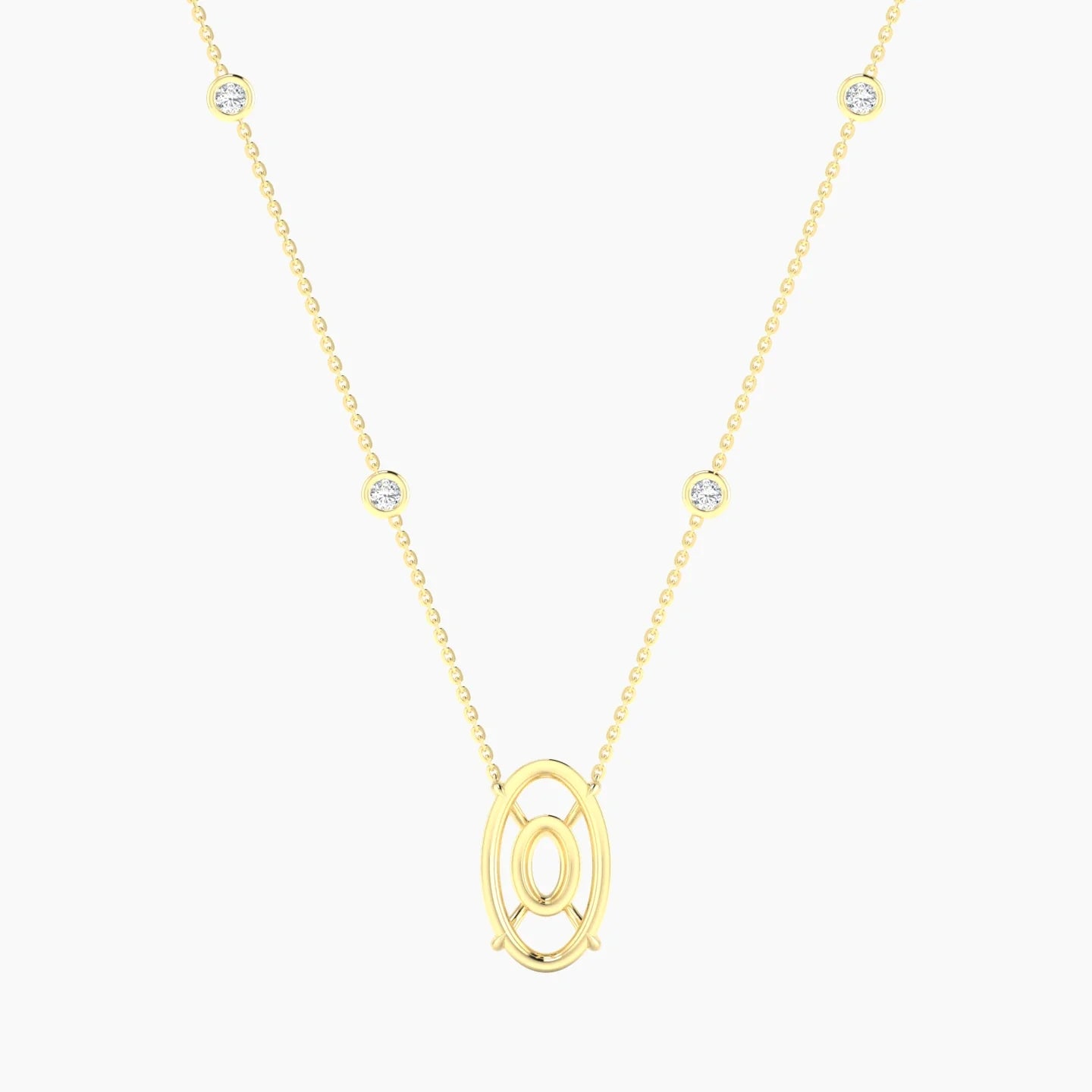 Solitaire with Sautoir | 18k Yellow Gold 5-7.99 ct Oval Cut Pendant Setting