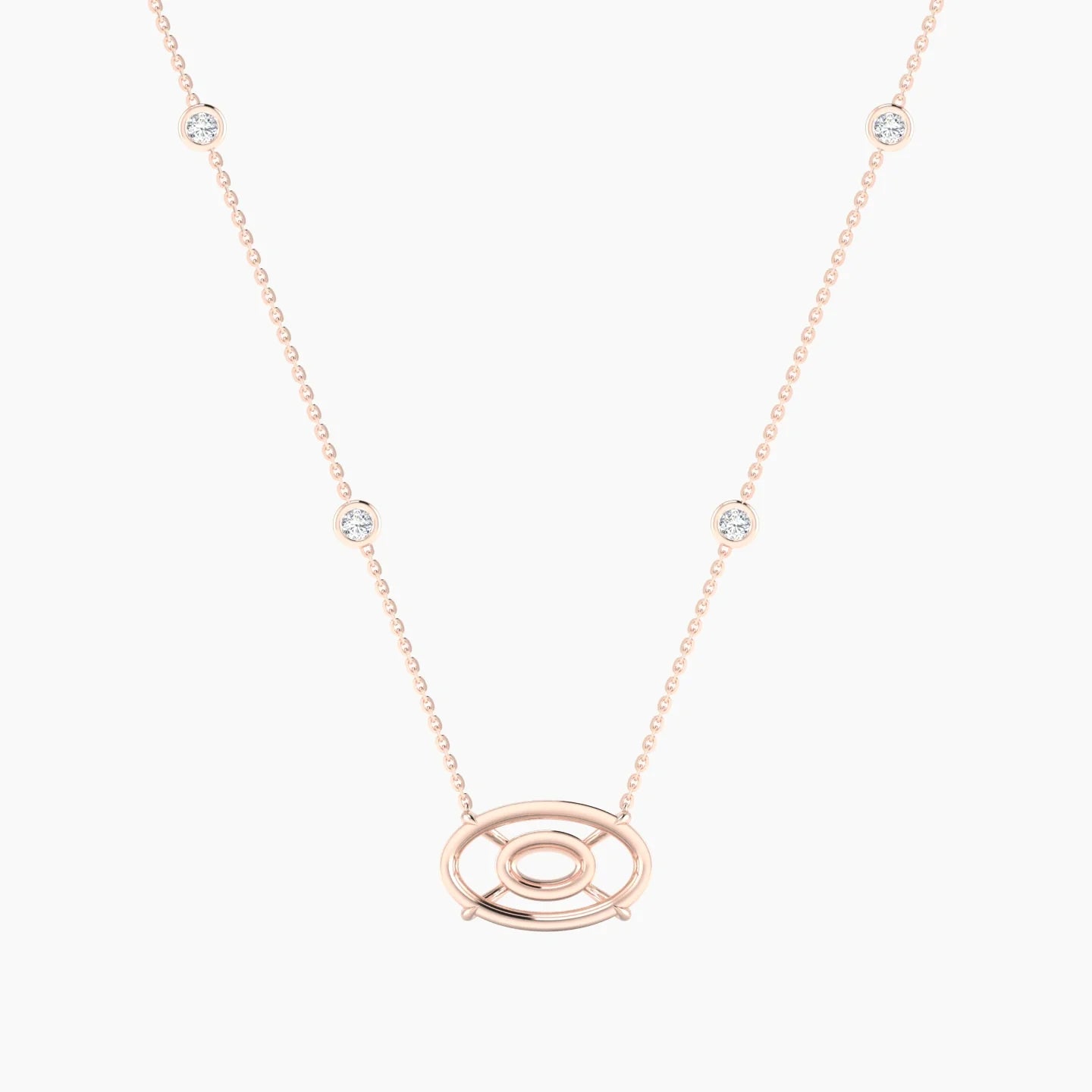 Solitaire with Sautoir | 18k Rose Gold 5-7.99 ct Oval Cut Pendant Setting