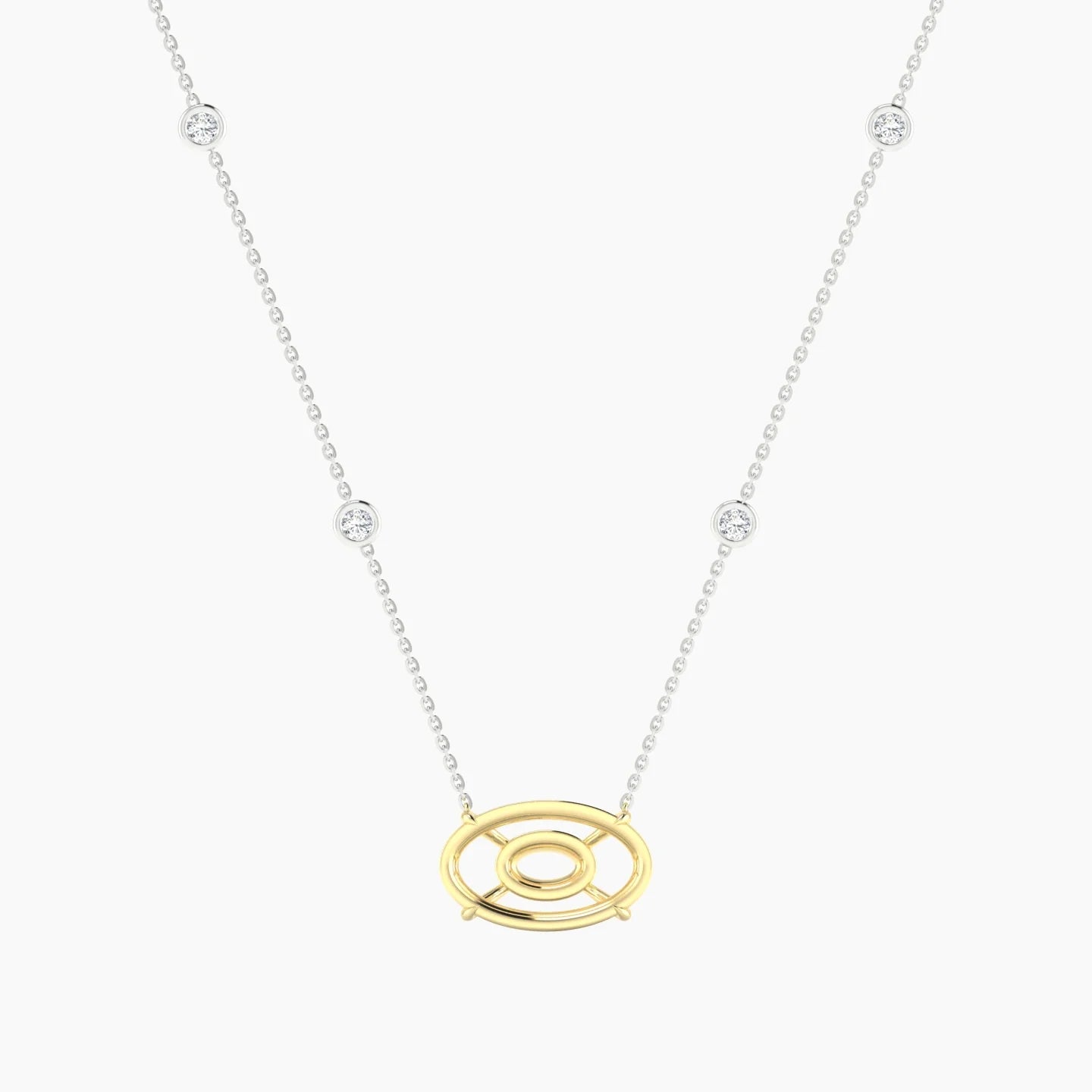 Solitaire with Sautoir | 18k White & Yellow Gold 5-7.99 ct Oval Cut Pendant Setting