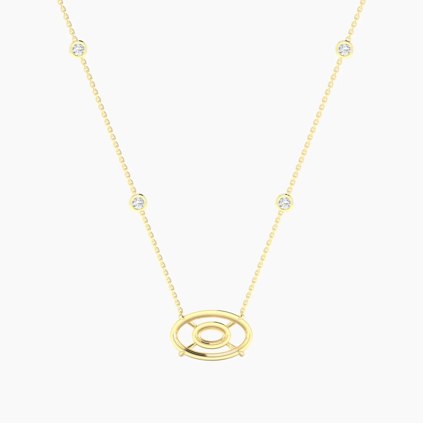 Solitaire with Sautoir | 18k Yellow Gold 5-7.99 ct Oval Cut Pendant Setting