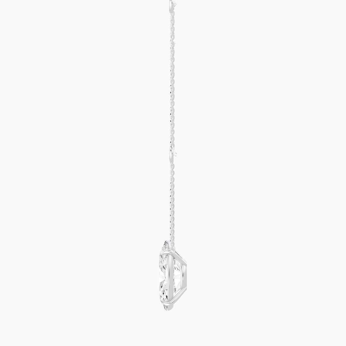 Solitaire with Sautoir | 18k White Gold 5 ct White Lab Diamond Oval Pendant