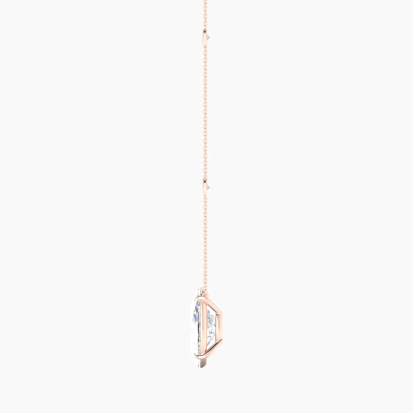 Solitaire with Sautoir | 18k Rose Gold 5 ct Lab Diamond Oval Cut Pendant