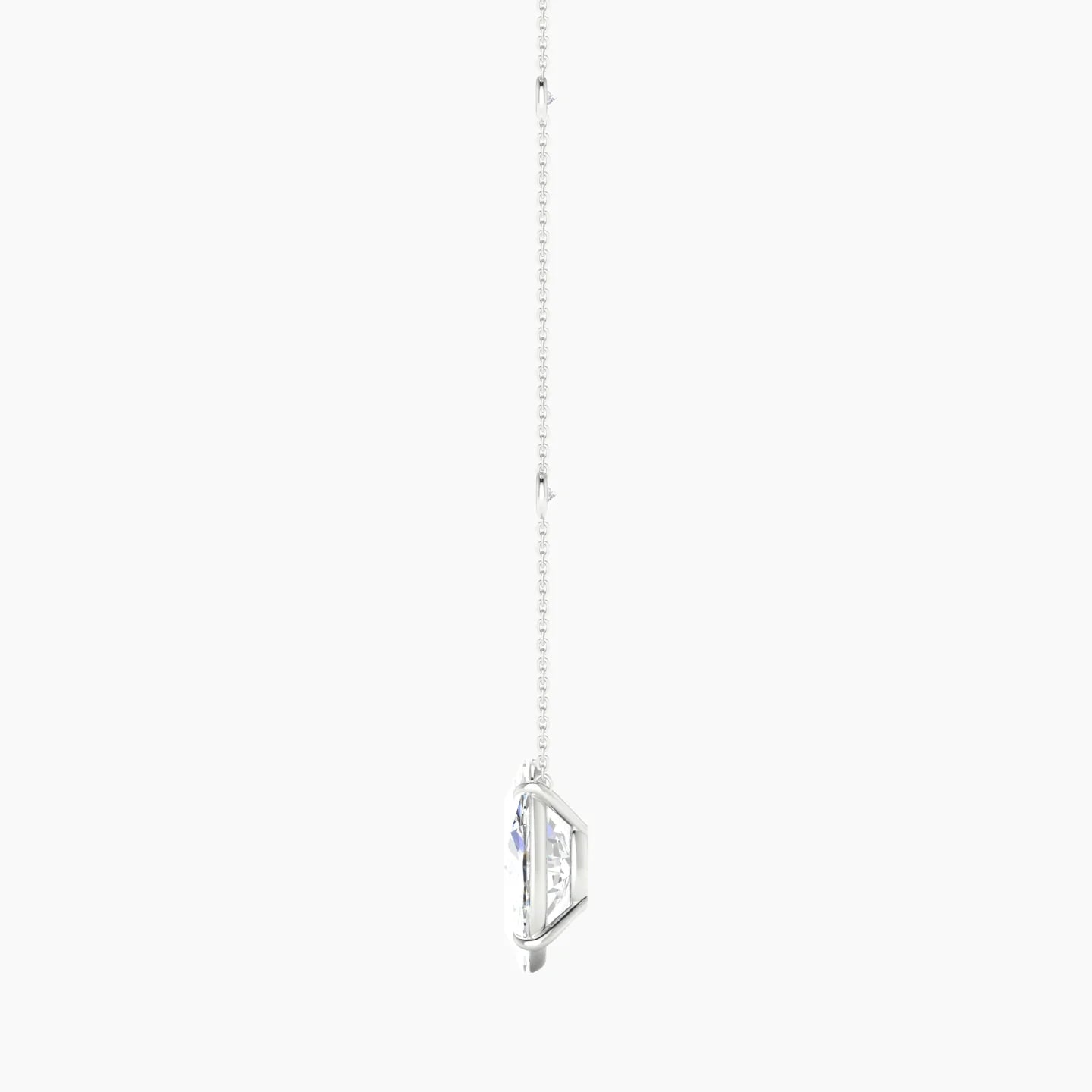 Solitaire with Sautoir | 18k White Gold 5 ct Lab Diamond Oval Cut Pendant