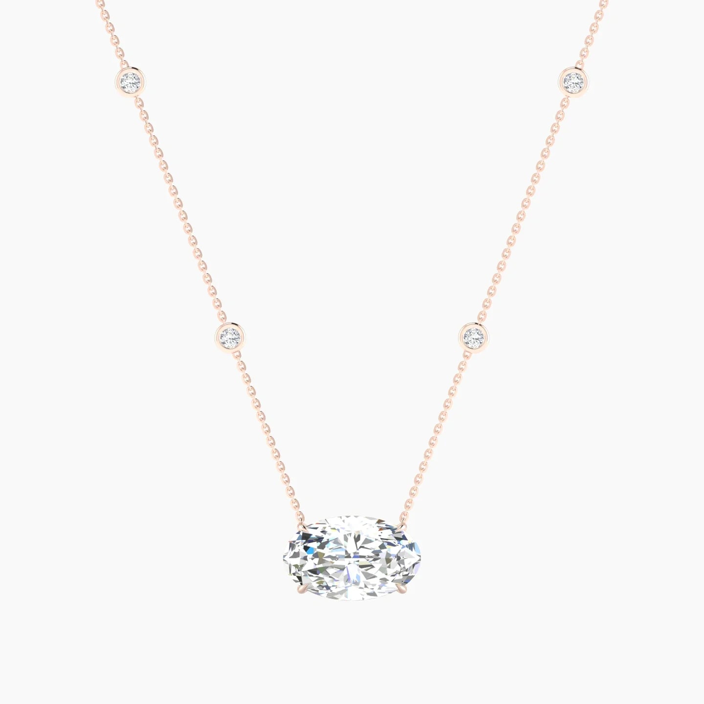 Solitaire with Sautoir | 18k Rose Gold 5 ct Lab Diamond Oval Cut Pendant