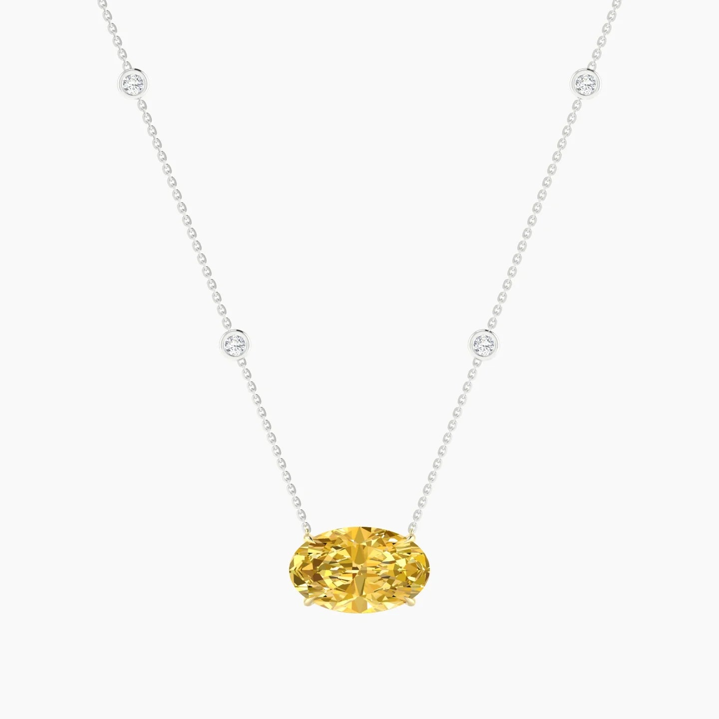Solitaire with Sautoir | 18k White & Yellow Gold 5 ct Yellow Lab Diamond Oval Cut Pendant
