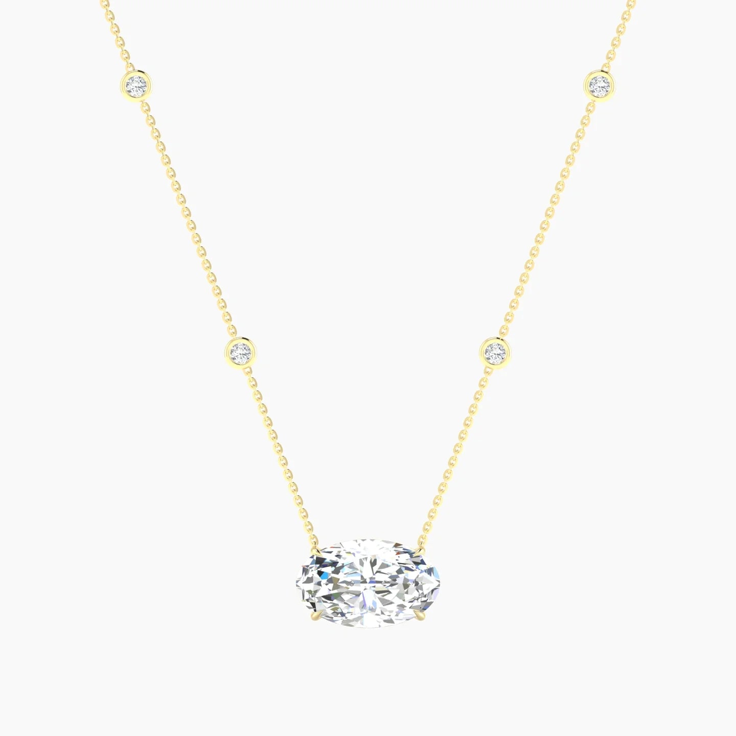 Solitaire with Sautoir | 18k Yellow Gold 5 ct Lab Diamond Oval Cut Pendant