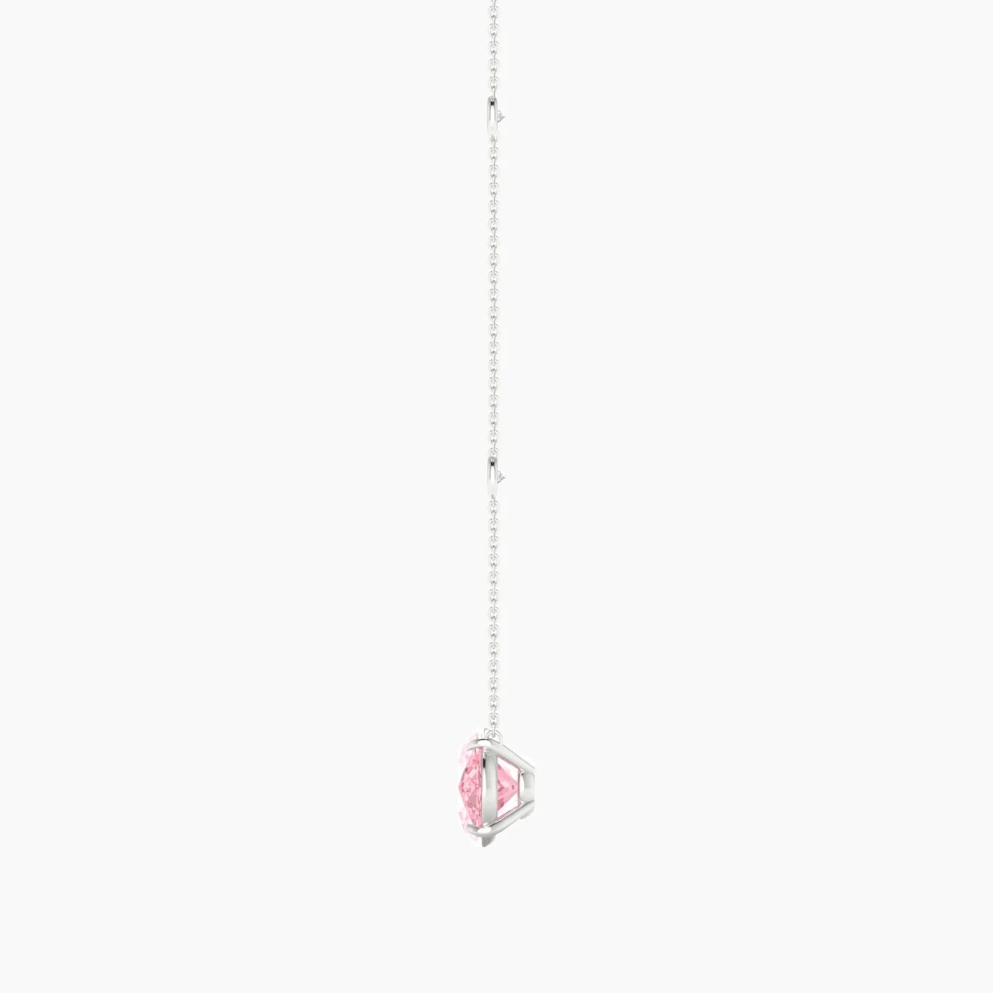 Solitaire with Sautoir | 18k White Gold 5 ct Pink Lab Diamond Oval Cut Pendant