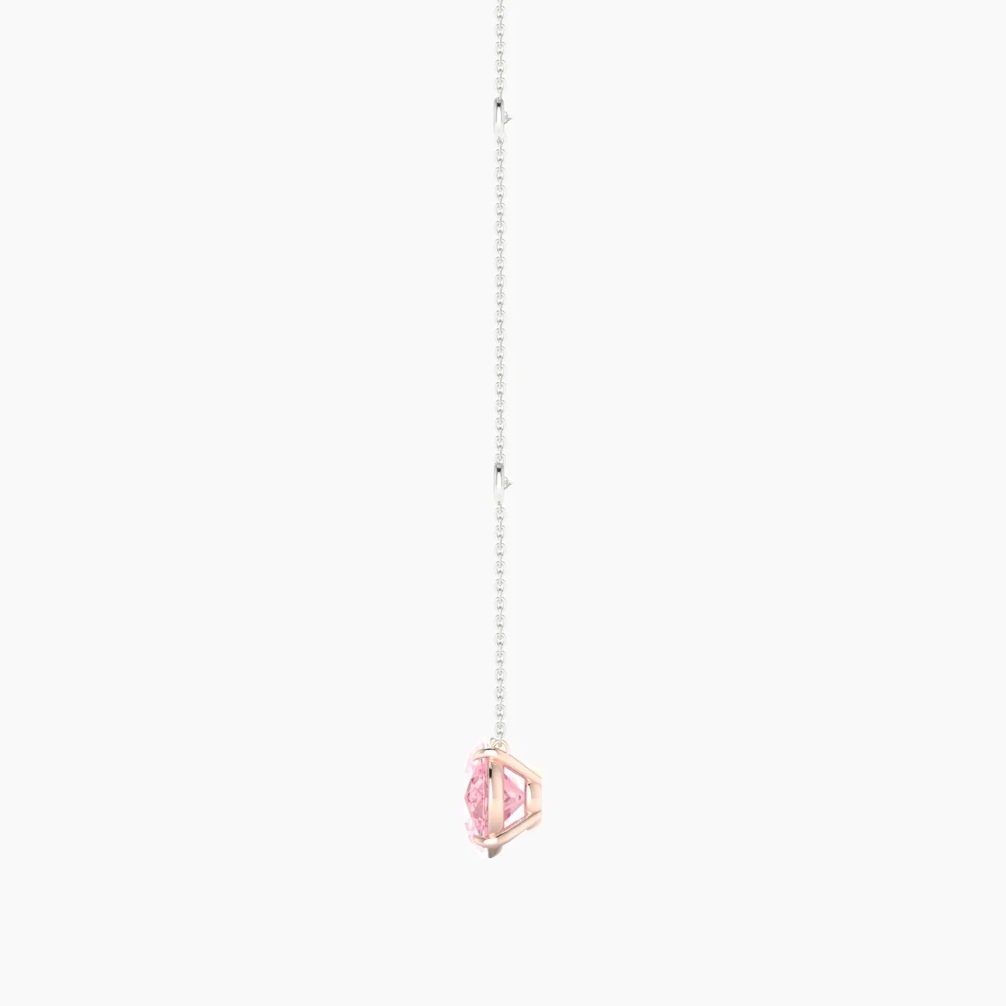 Solitaire with Sautoir | 18k White & Rose Gold 5 ct Pink Lab Diamond Oval Cut Pendant