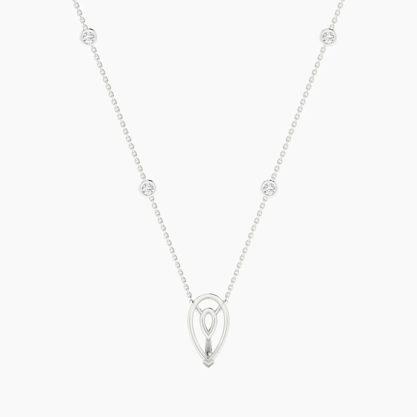 Solitaire with Sautoir | 18k White Gold 3-4.99 ct Pear Cut Pendant Setting
