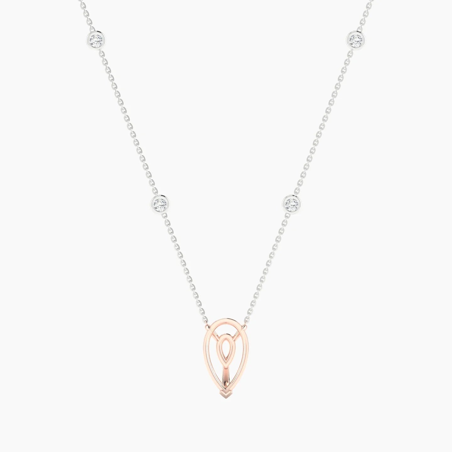 Solitaire with Sautoir | 18k White & Rose Gold 3-4.99 ct Pear Cut Pendant Setting