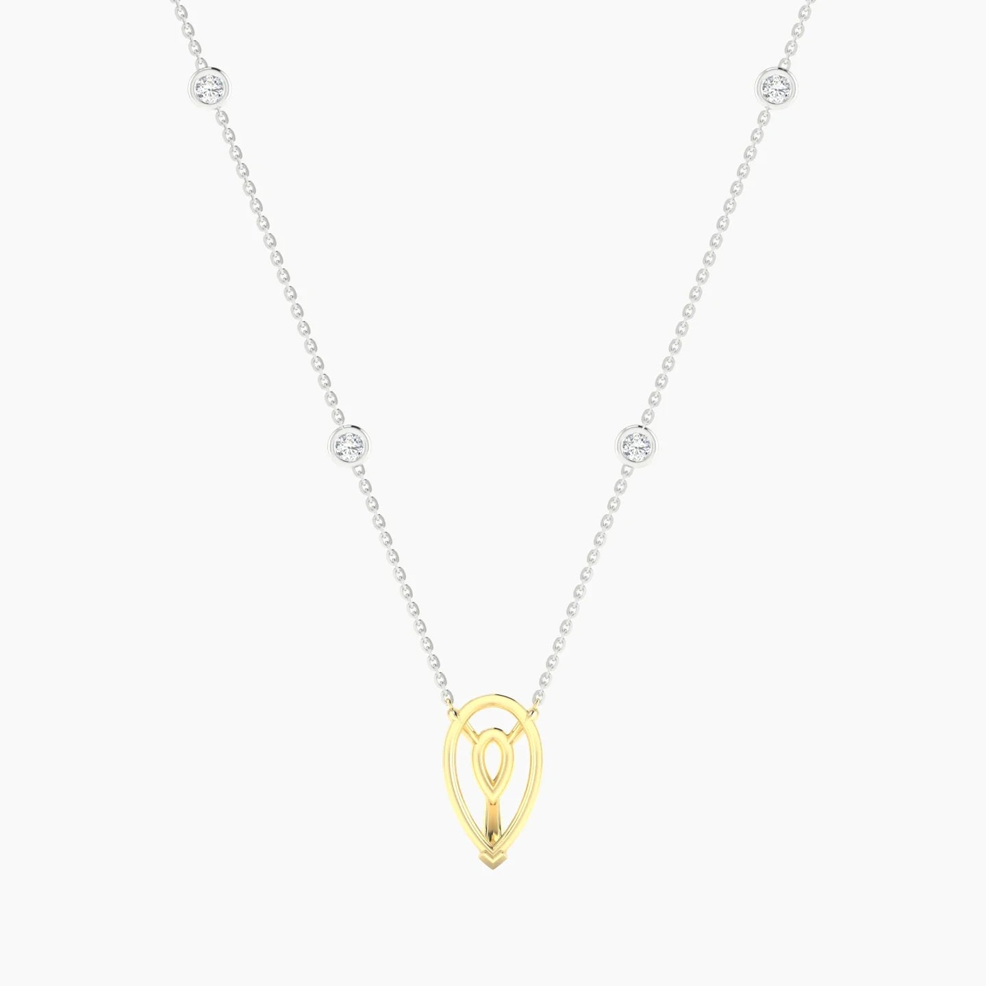 Solitaire with Sautoir | 18k White & Yellow Gold 3-4.99 ct Pear Cut Pendant Setting