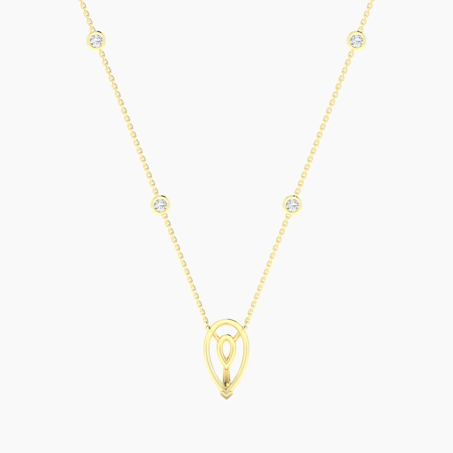 Solitaire with Sautoir | 18k Yellow Gold 3-4.99 ct Pear Cut Pendant Setting