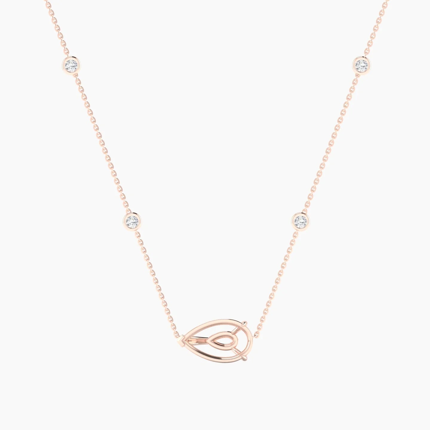 Solitaire with Sautoir | 18k Rose Gold 3-4.99 ct Pear Cut Pendant Setting