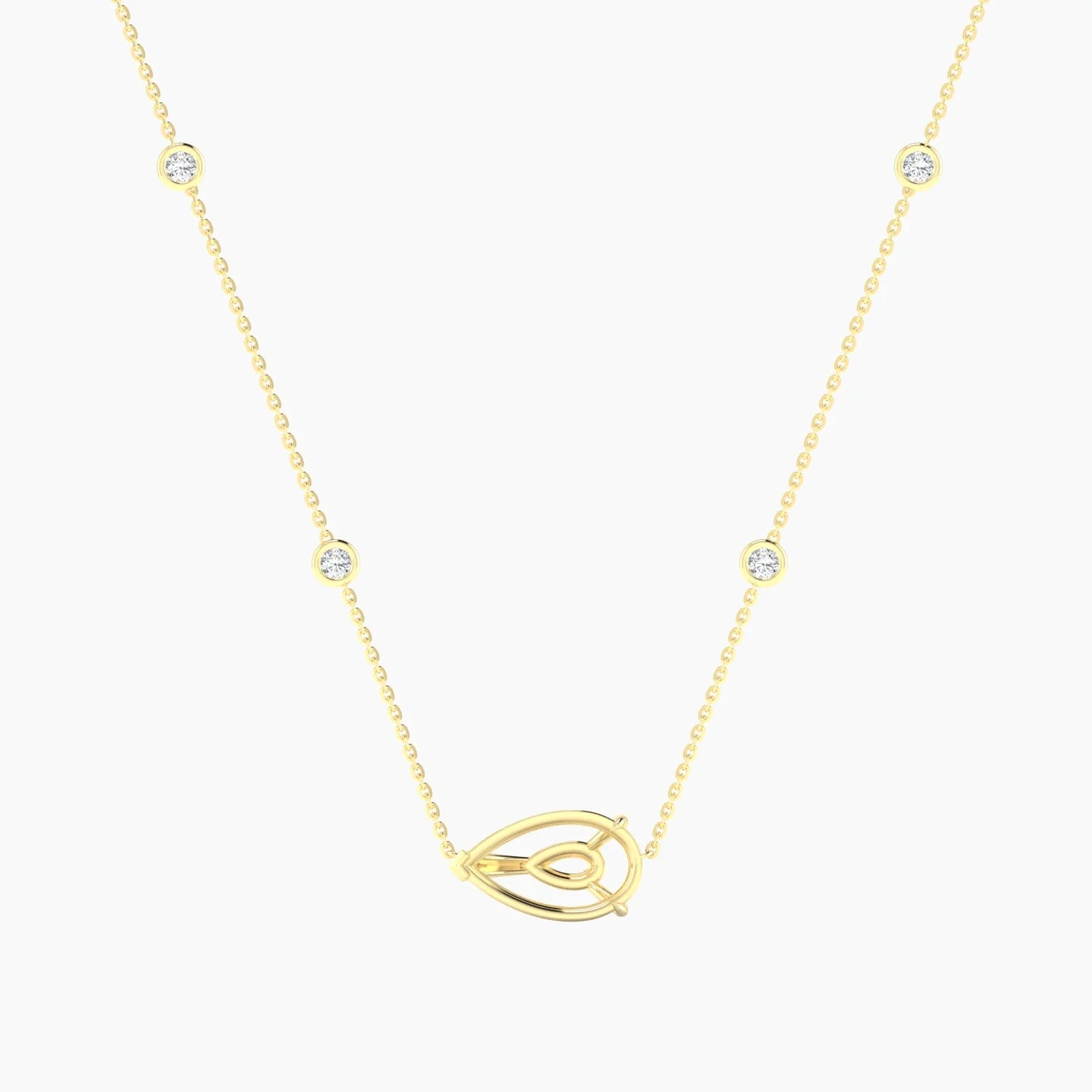 Solitaire with Sautoir | 18k Yellow Gold 3-4.99 ct Pear Cut Pendant Setting