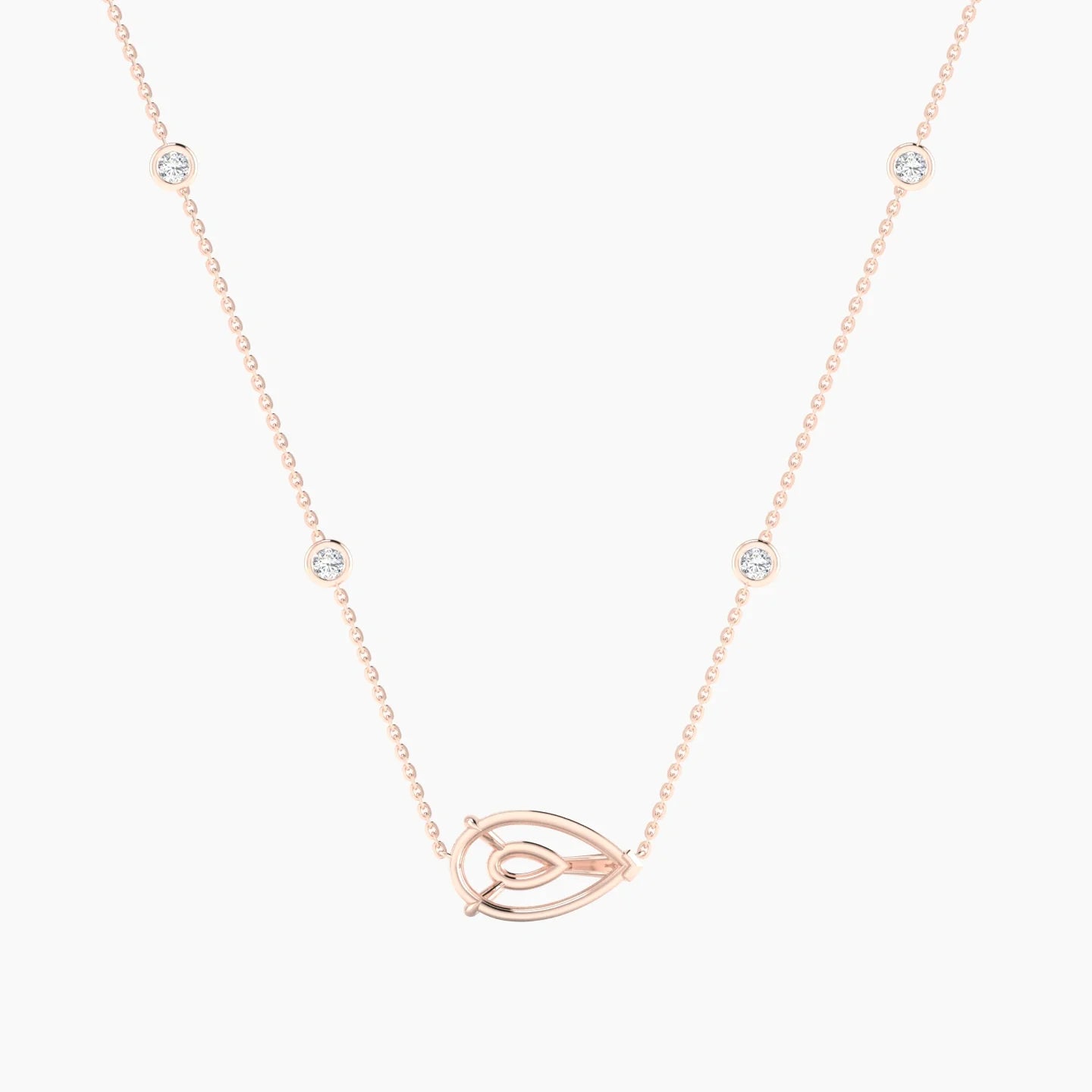 Solitaire with Sautoir | 18k Rose Gold 3-4.99 ct Pear Cut Pendant Setting