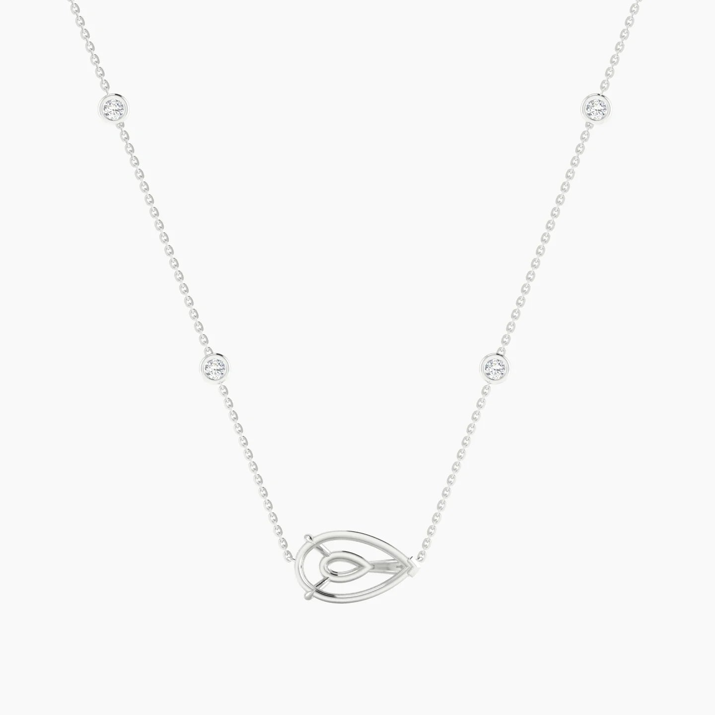 Solitaire with Sautoir | 18k White Gold 3-4.99 ct Pear Cut Pendant Setting