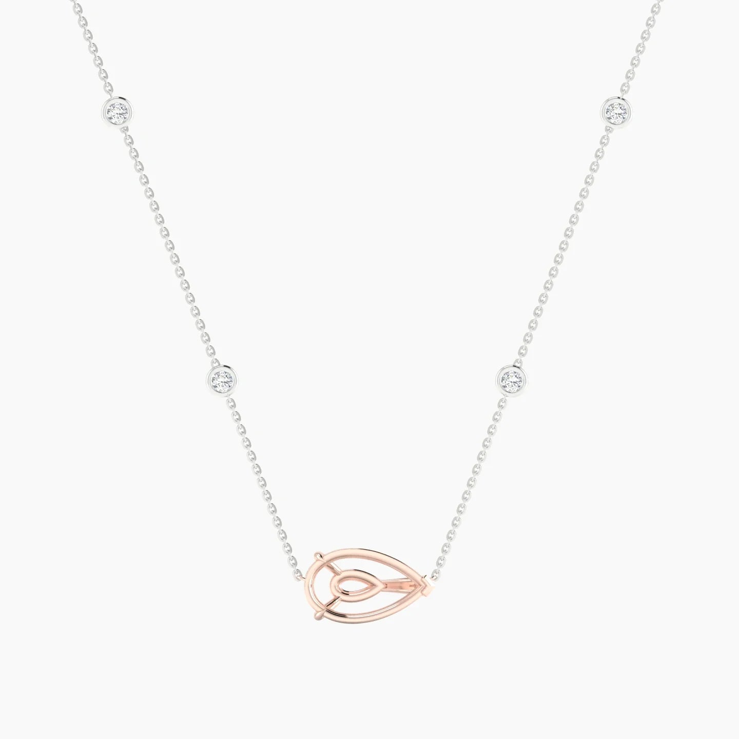 Solitaire with Sautoir | 18k White & Rose Gold 3-4.99 ct Pear Cut Pendant Setting