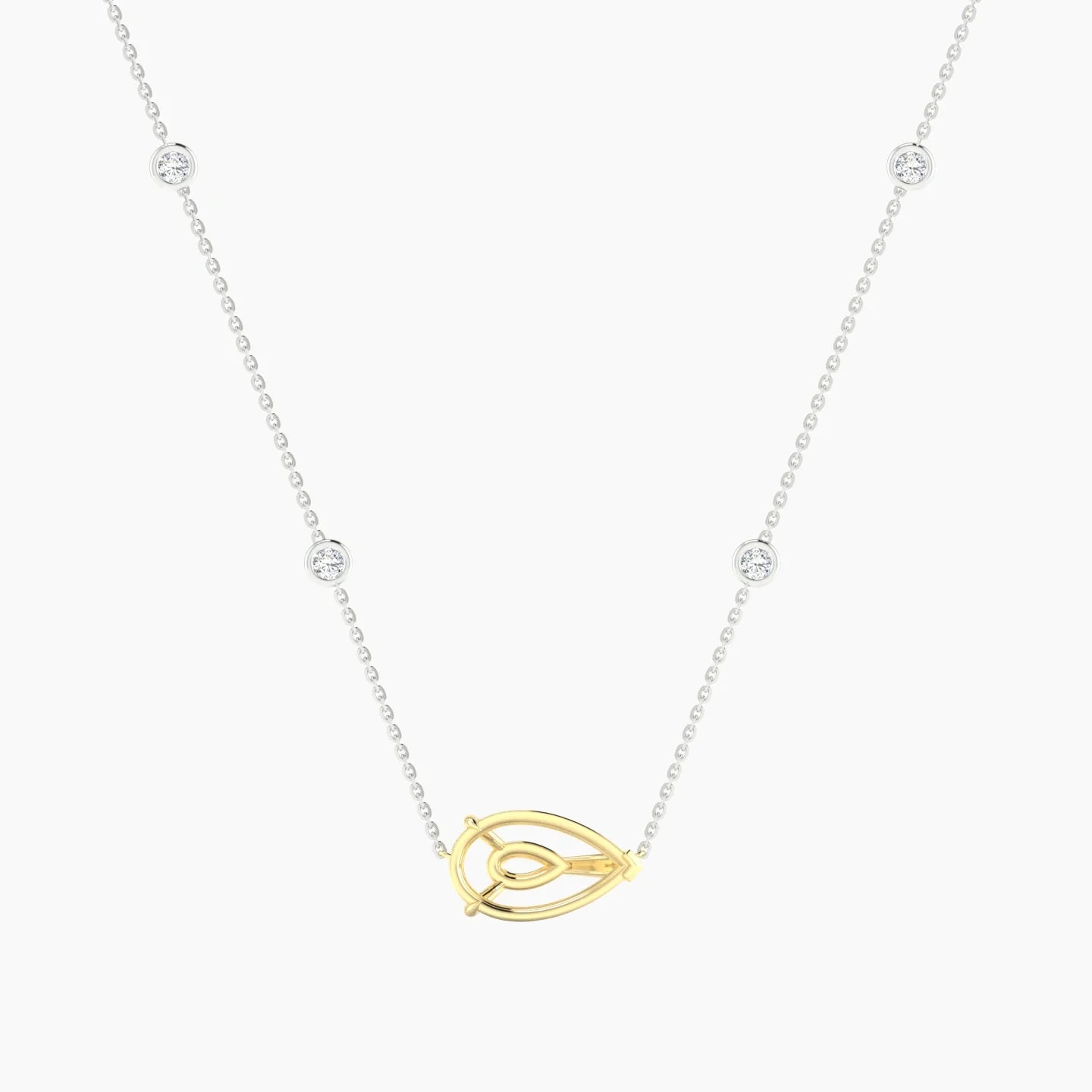 Solitaire with Sautoir | 18k White & Yellow Gold 3-4.99 ct Pear Cut Pendant Setting