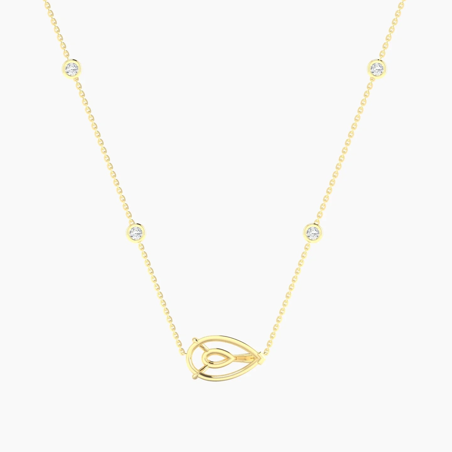 Solitaire with Sautoir | 18k Yellow Gold 3-4.99 ct Pear Cut Pendant Setting