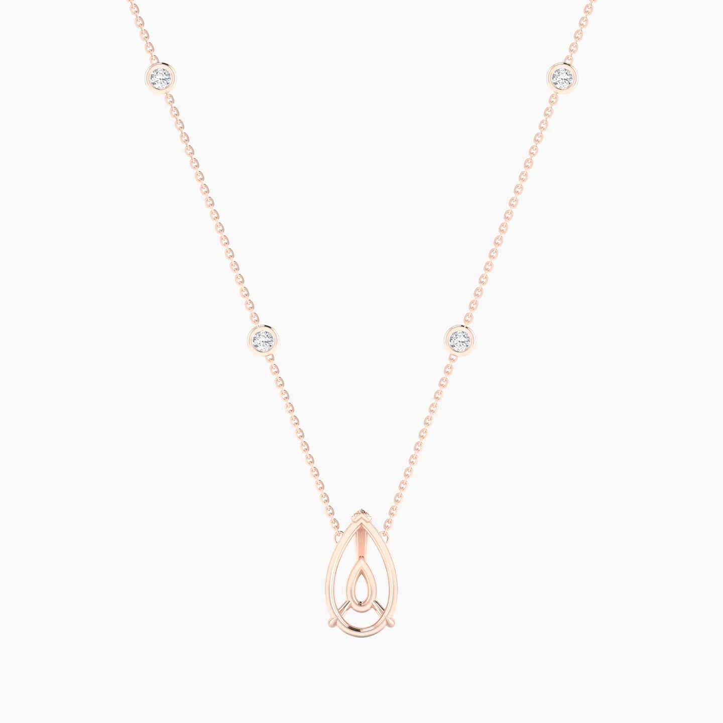 Solitaire with Sautoir | 18k Rose Gold 3-4.99 ct Pear Cut Pendant Setting