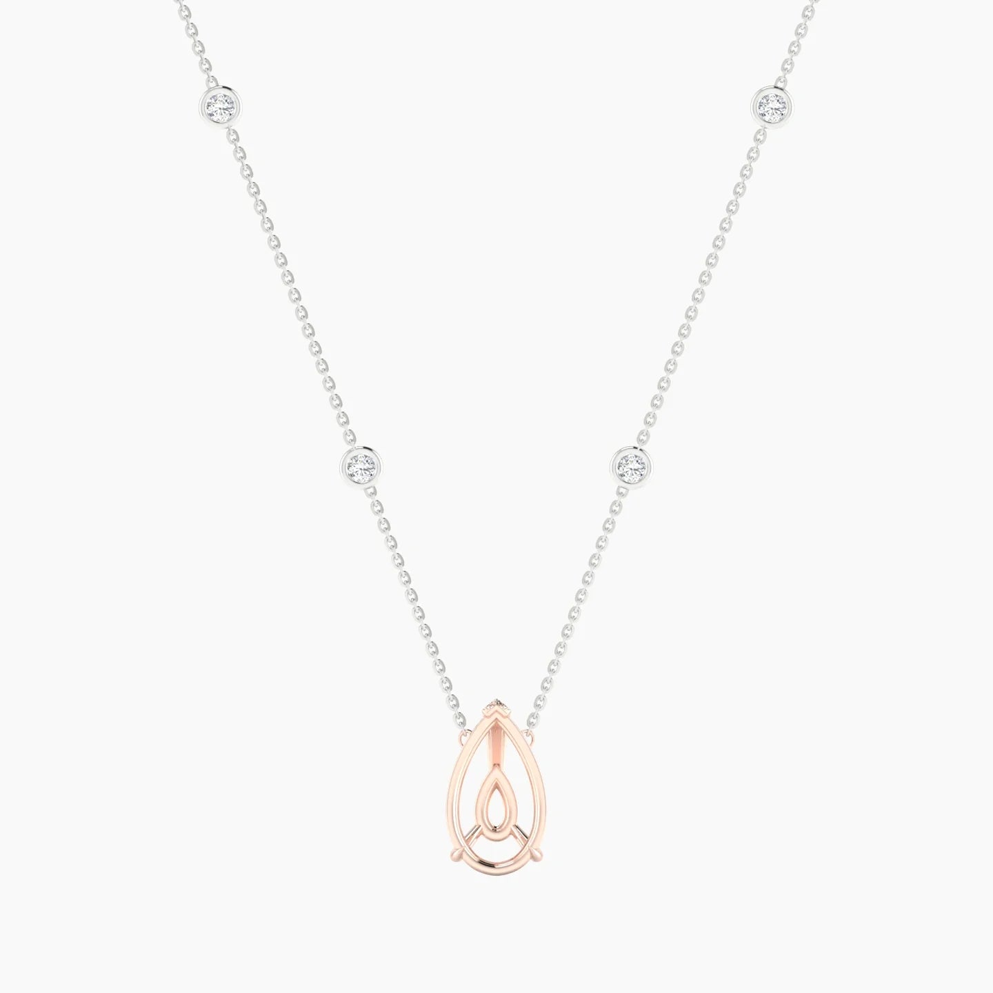 Solitaire with Sautoir | 18k White & Rose Gold 3-4.99 ct Pear Cut Pendant Setting