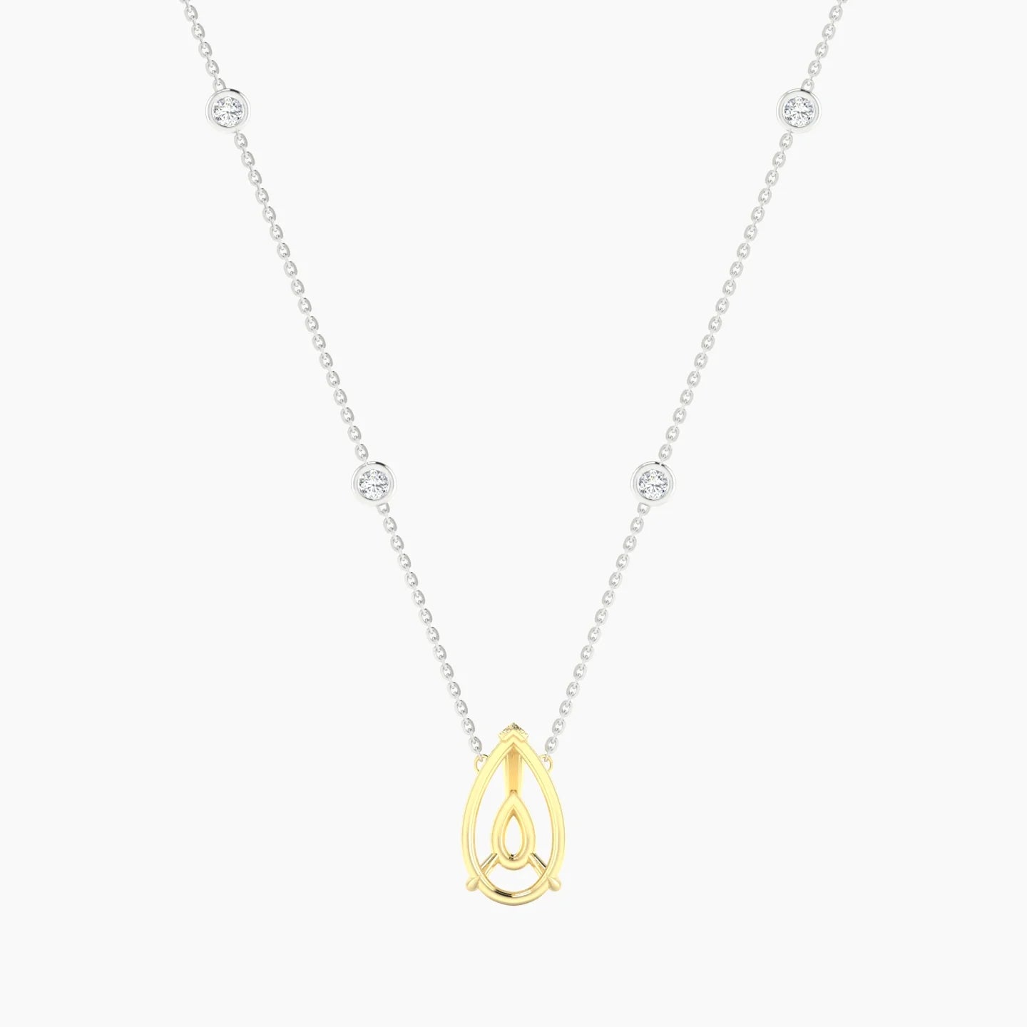 Solitaire with Sautoir | 18k White & Yellow Gold 3-4.99 ct Pear Cut Pendant Setting