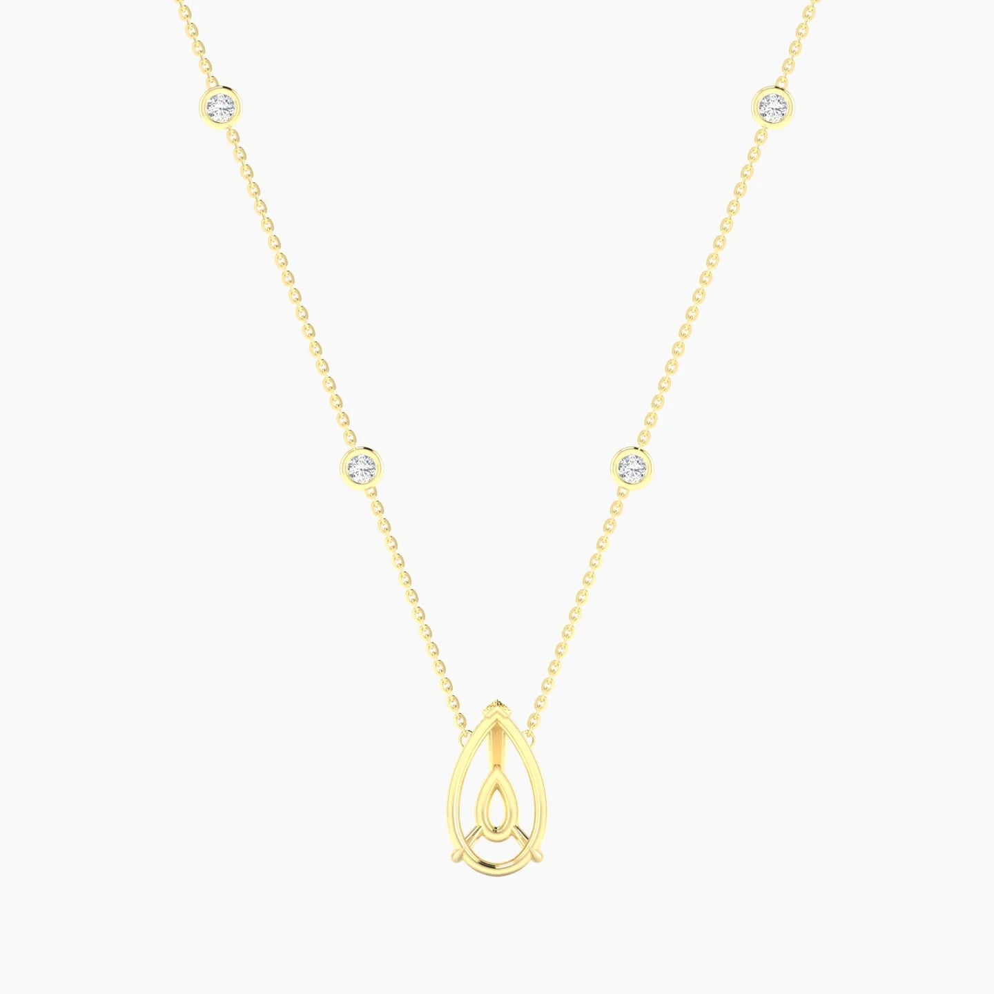 Solitaire with Sautoir | 18k Yellow Gold 3-4.99 ct Pear Cut Pendant Setting