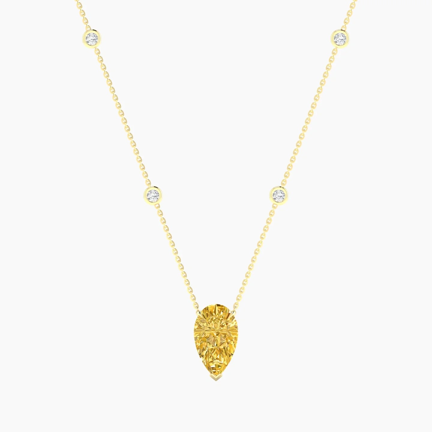 Solitaire with Sautoir | 18k Yellow Gold 3 ct Yellow Lab Diamond Pear Cut Pendant