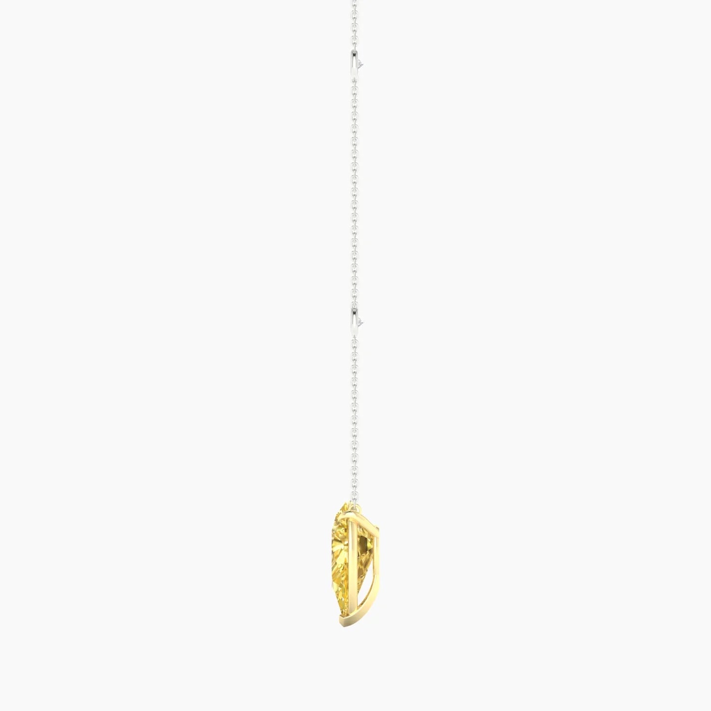 Solitaire with Sautoir | 18k White & Yellow Gold 3 ct Yellow Lab Diamond Pear Cut Pendant