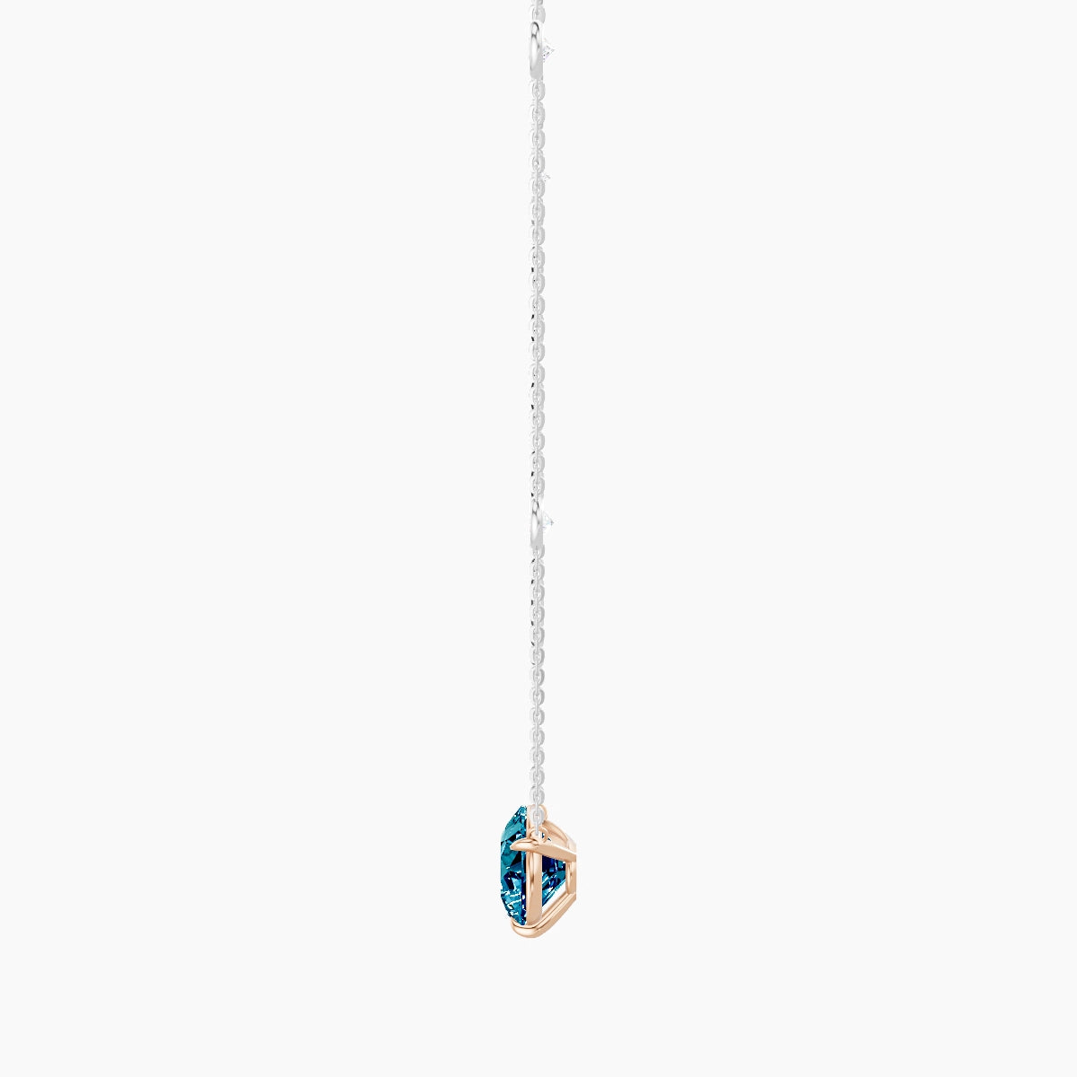 Solitaire with Sautoir | 18k White & Rose Gold 3 ct Blue Lab Diamond Pear Pendant