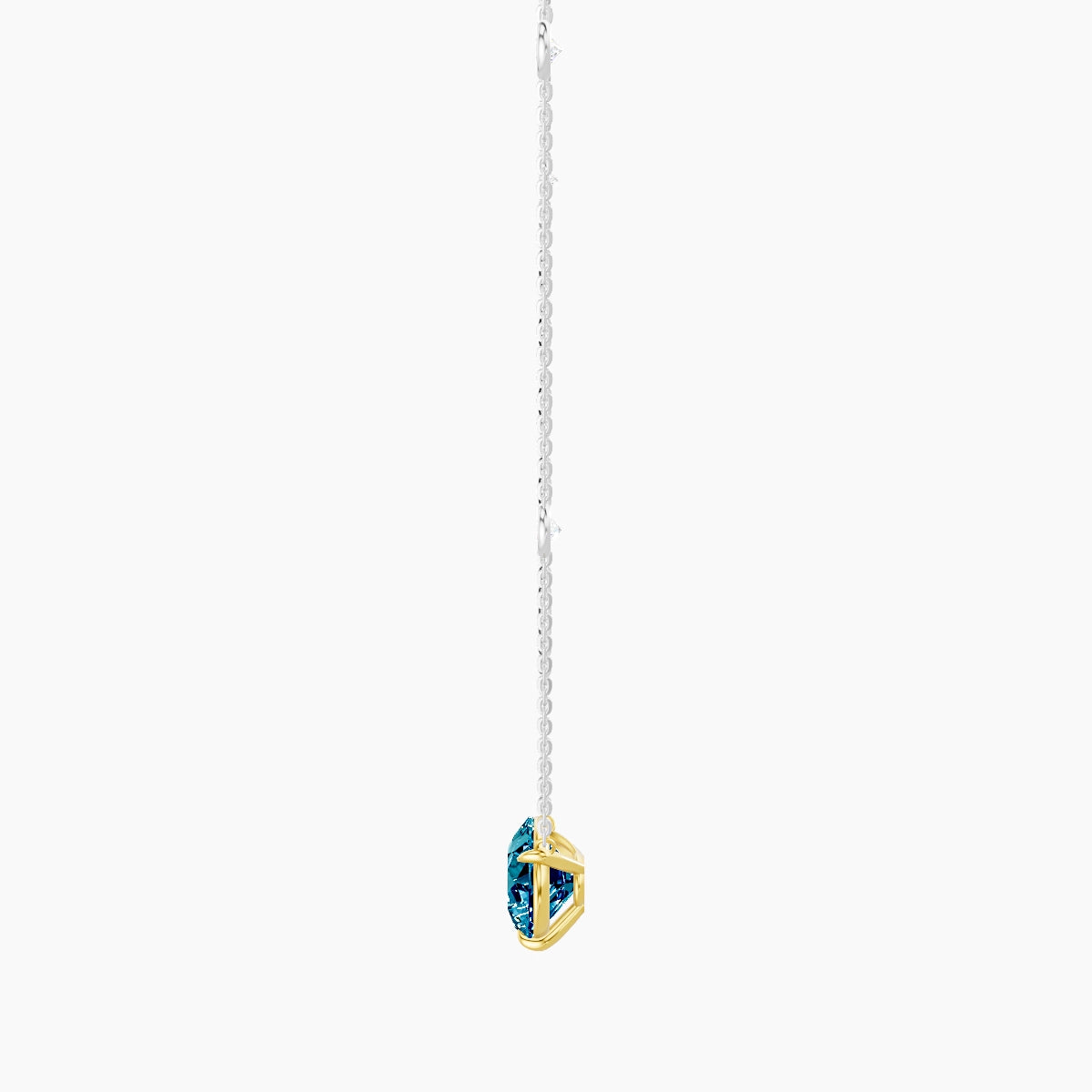 Solitaire with Sautoir | 18k White & Yellow Gold 3 ct Blue Lab Diamond Pear Pendant