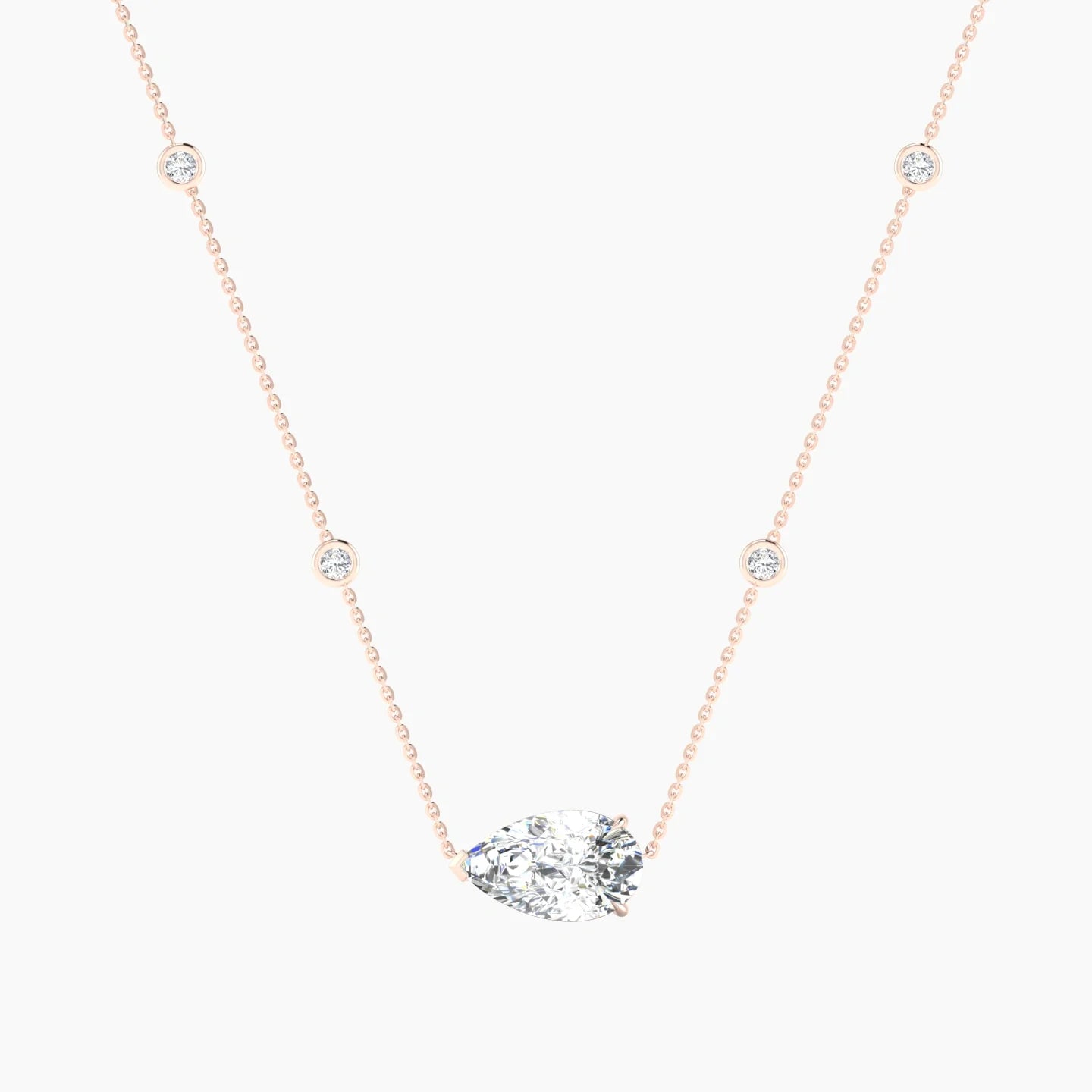 Solitaire with Sautoir | 18k Rose Gold 3 ct Lab Diamond Pear Cut Pendant