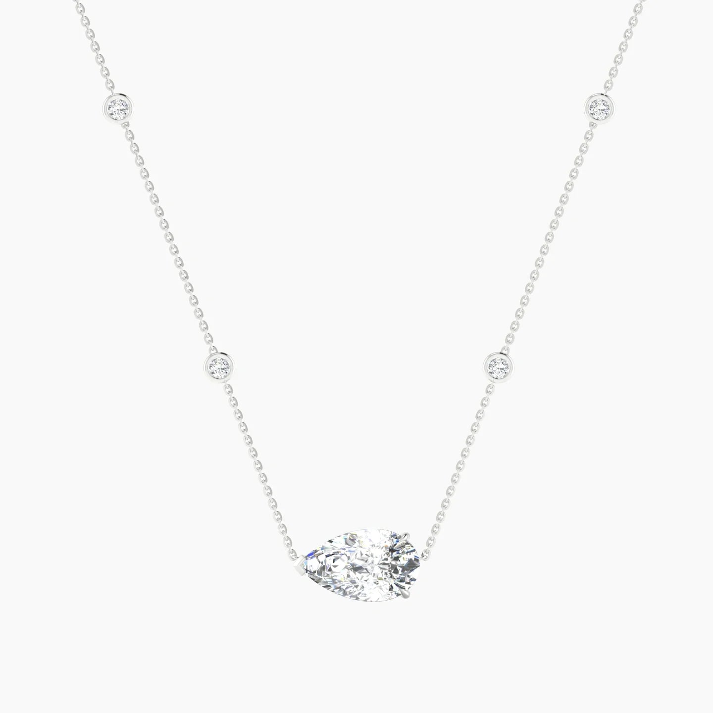 Solitaire with Sautoir | 18k White Gold 3 ct Lab Diamond Pear Cut Pendant