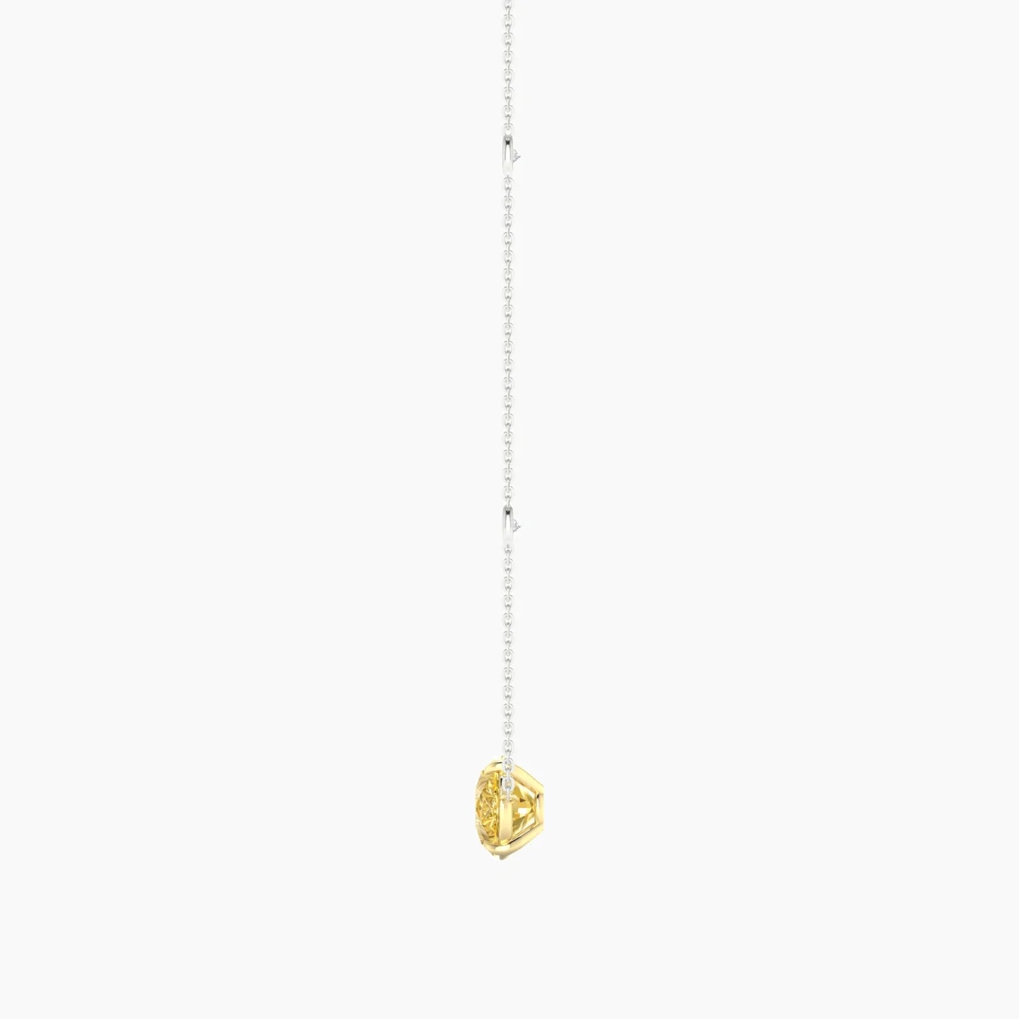 Solitaire with Sautoir | 18k White & Yellow Gold 3 ct Yellow Lab Diamond Pear Cut Pendant