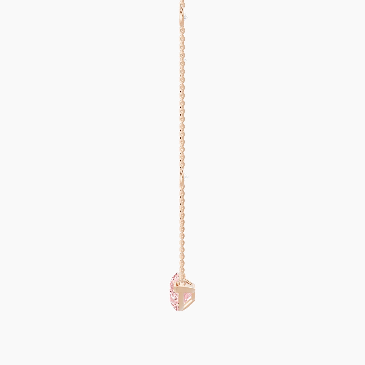Solitaire with Sautoir | 18k Rose Gold 3 ct Pink Lab Diamond Pear Pendant