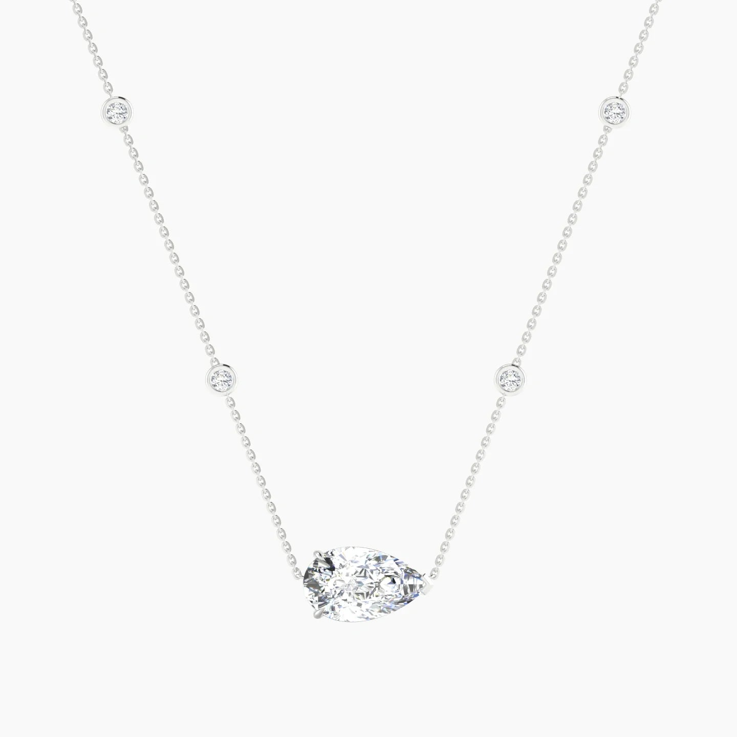 Solitaire with Sautoir | 18k White Gold 3 ct Lab Diamond Pear Cut Pendant