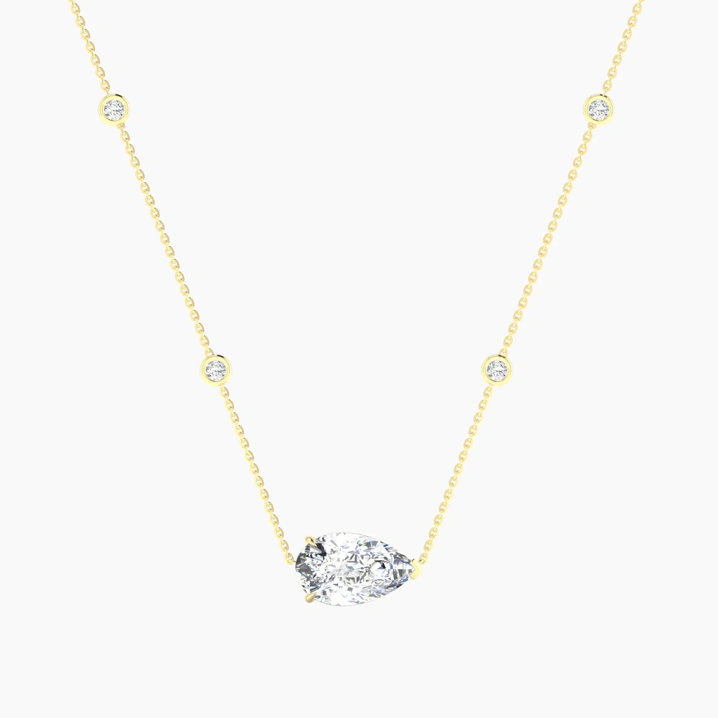 Solitaire with Sautoir | 18k Yellow Gold 3 ct Lab Diamond Pear Cut Pendant