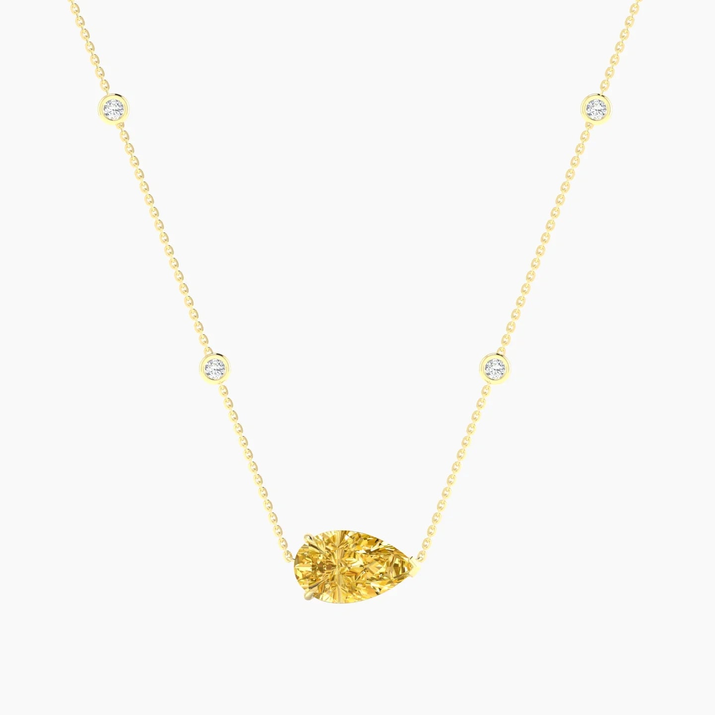 Solitaire with Sautoir | 18k Yellow Gold 3 ct Yellow Lab Diamond Pear Cut Pendant