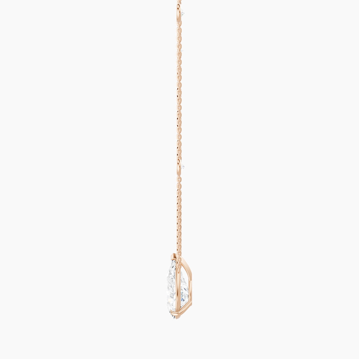 Solitaire with Sautoir | 18k Rose Gold 3 ct White Lab Diamond Pear Pendant