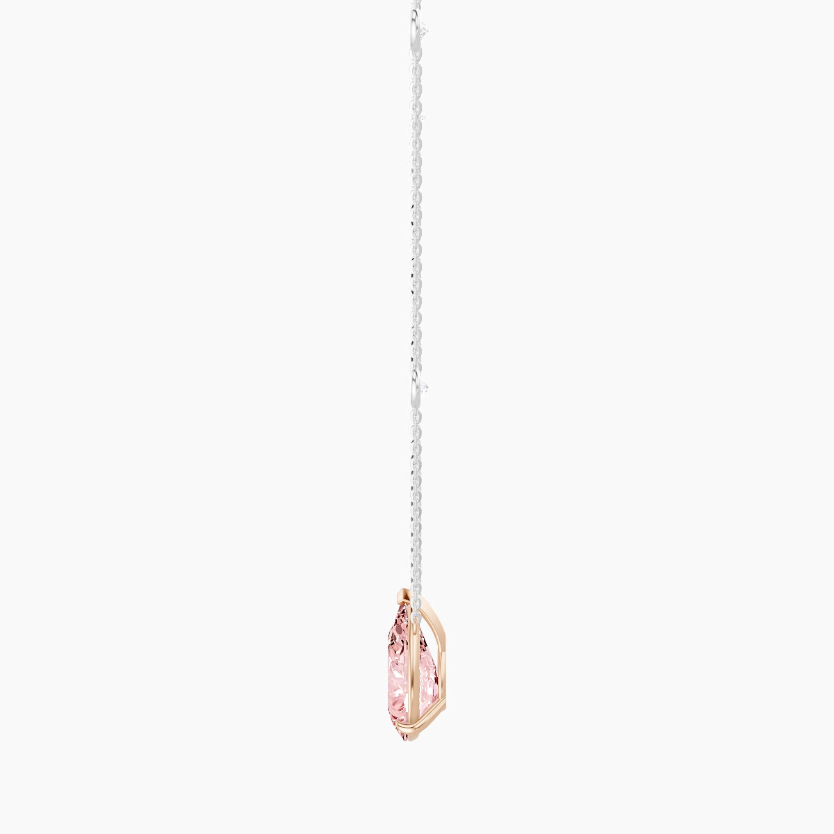 Solitaire with Sautoir | 18k White & Rose Gold 3 ct Pink Lab Diamond Pear Pendant