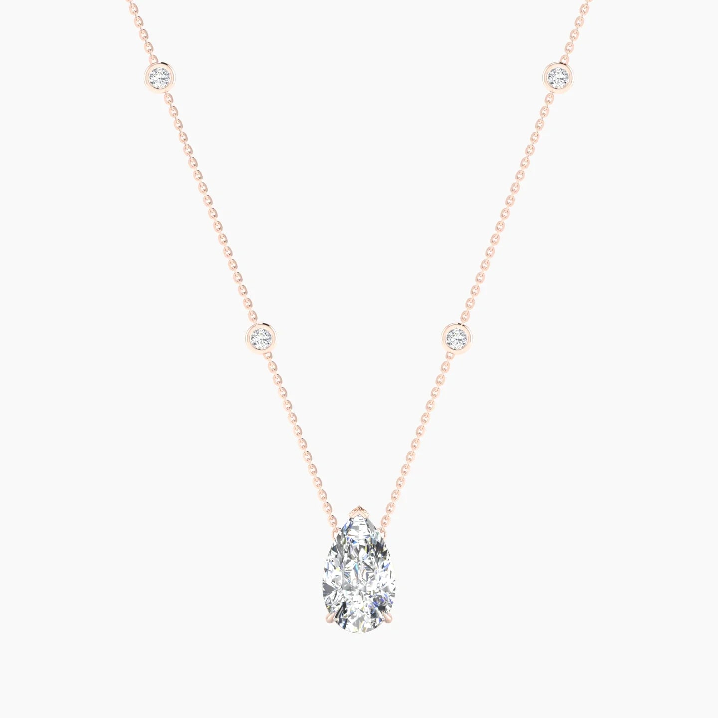 Solitaire with Sautoir | 18k Rose Gold 3 ct Lab Diamond Pear Cut Pendant