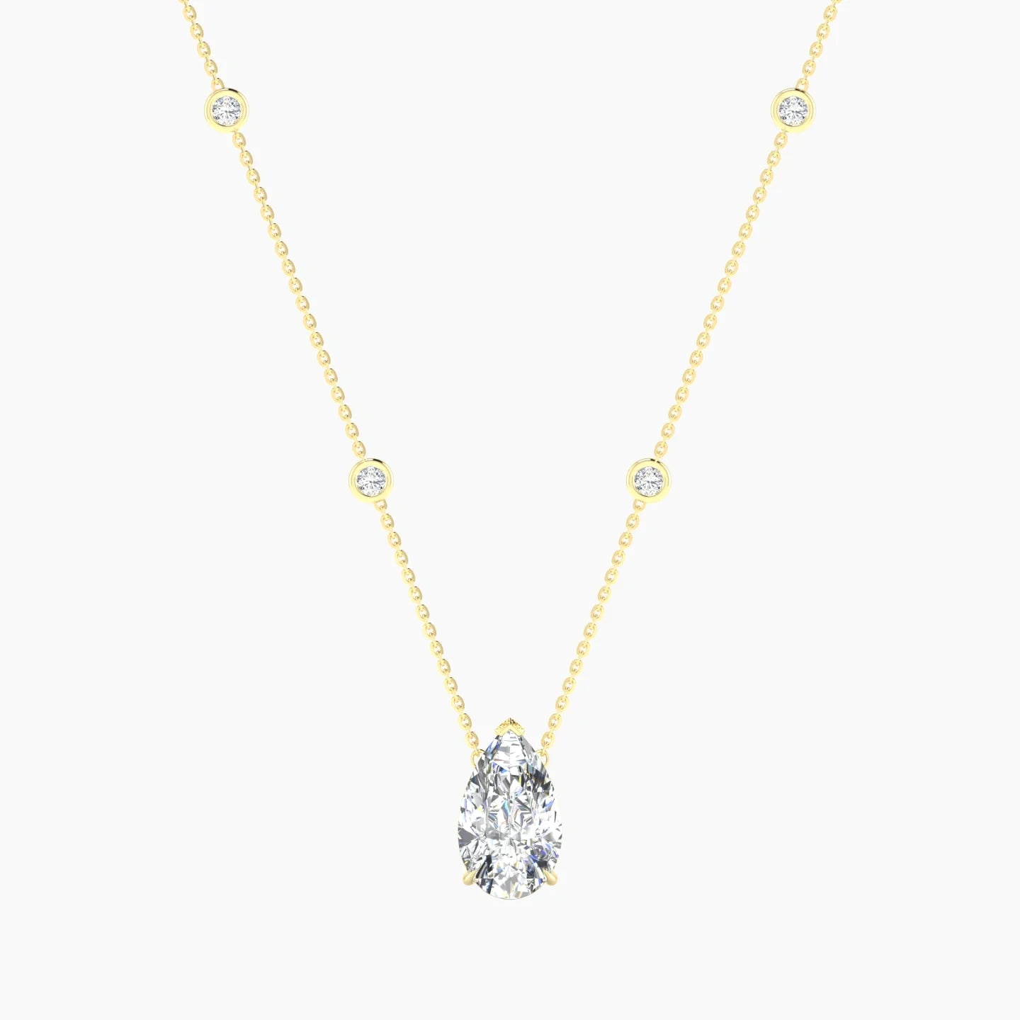 Solitaire with Sautoir | 18k Yellow Gold 3 ct Lab Diamond Pear Cut Pendant
