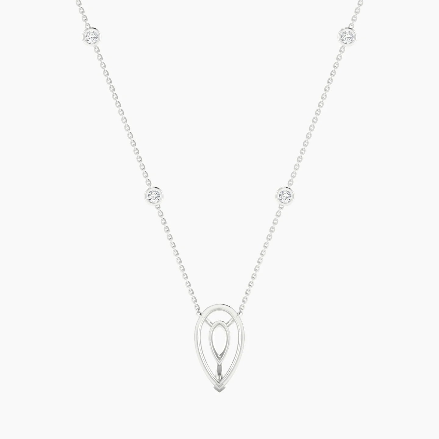 Solitaire with Sautoir | 18k White Gold 5-7.99 ct Pear Cut Pendant Setting