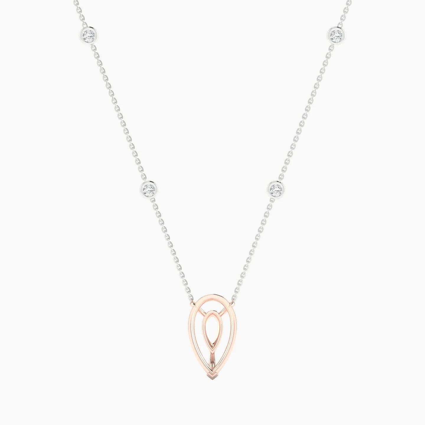 Solitaire with Sautoir | 18k White & Rose Gold 5-7.99 ct Pear Cut Pendant Setting